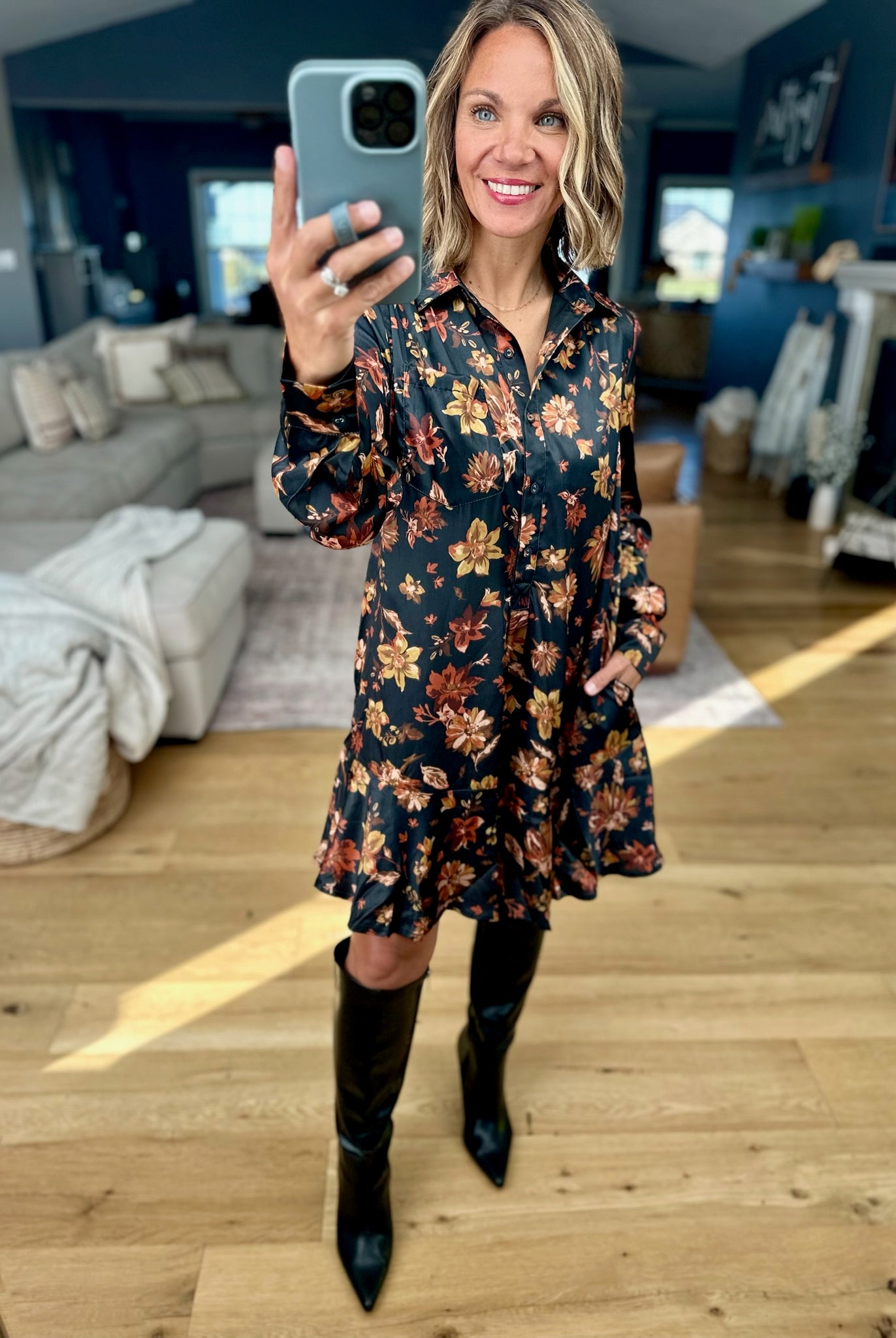New Way Out Floral Drop-Waist Button-Down Dress-Doe & Rae-Anna Kaytes Boutique, Women's Fashion Boutique in Grinnell, Iowa