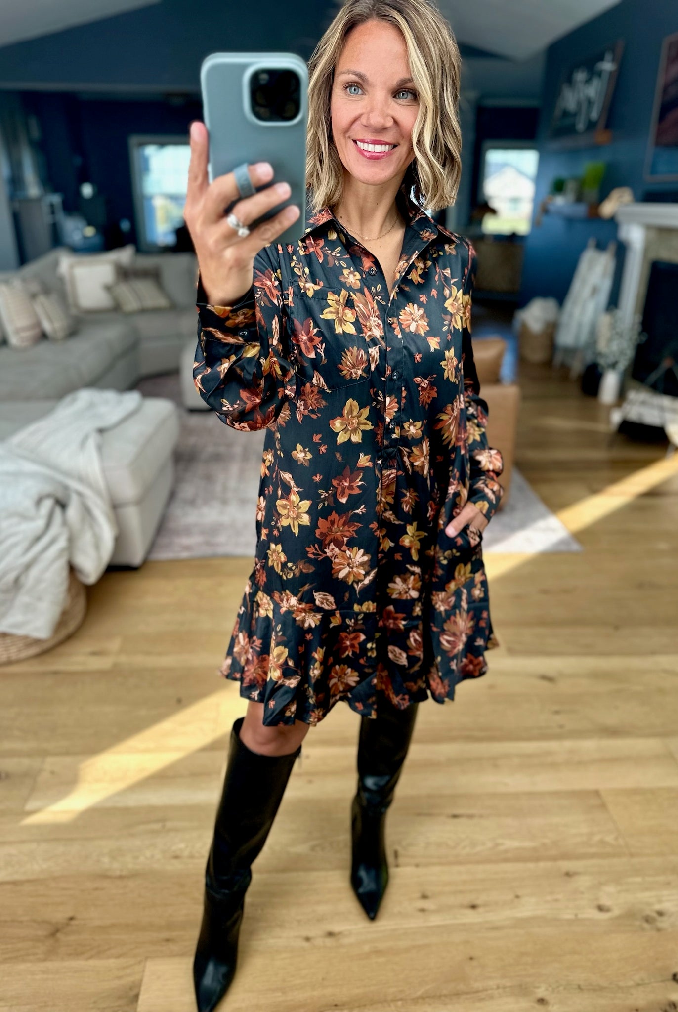 New Way Out Floral Drop-Waist Button-Down Dress-Doe & Rae-Anna Kaytes Boutique, Women's Fashion Boutique in Grinnell, Iowa