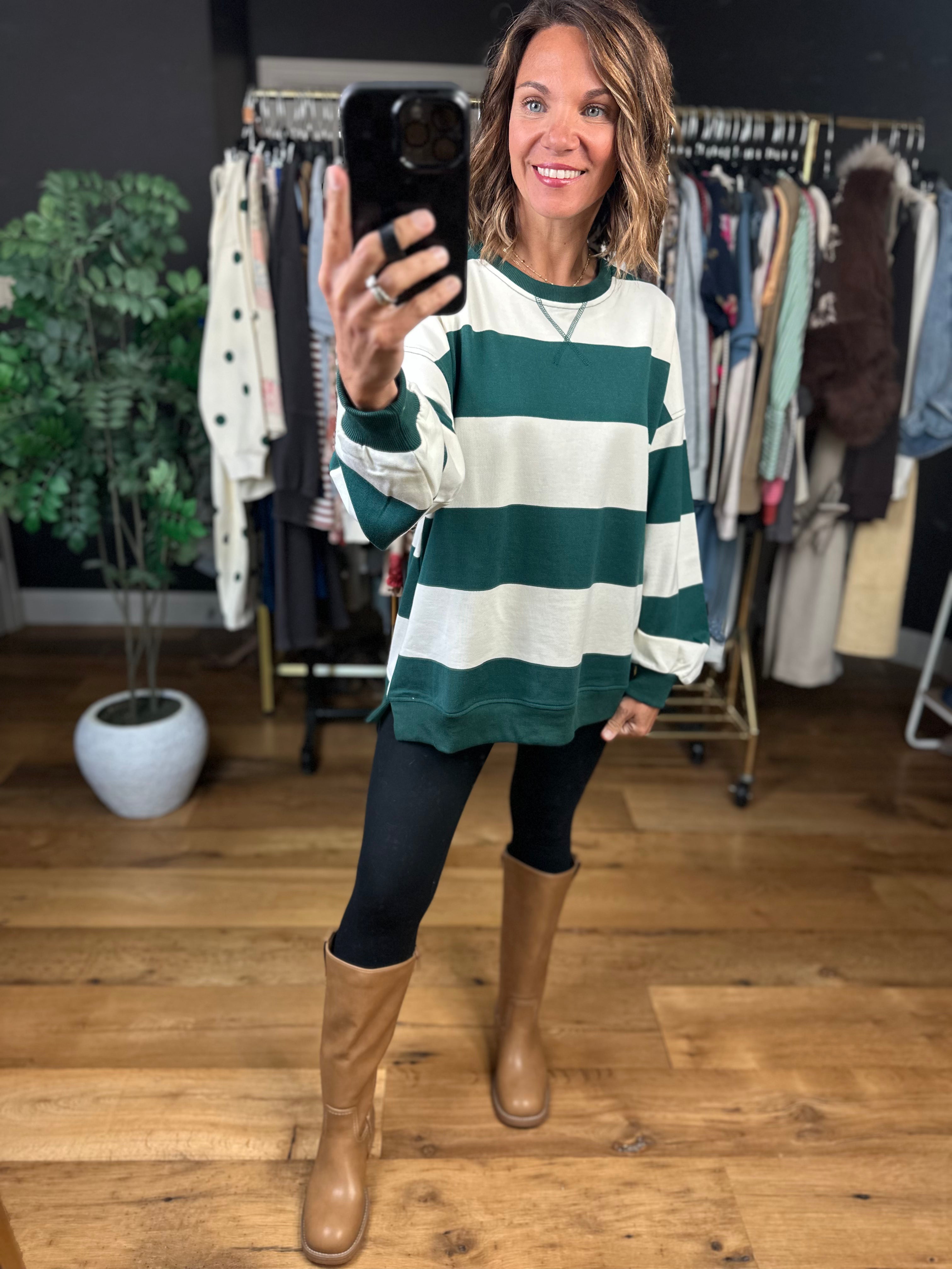 My Hero Oversized Wide Stripe Crewneck-Sweaters-JOA-Anna Kaytes Boutique, Women's Fashion Boutique in Grinnell, Iowa