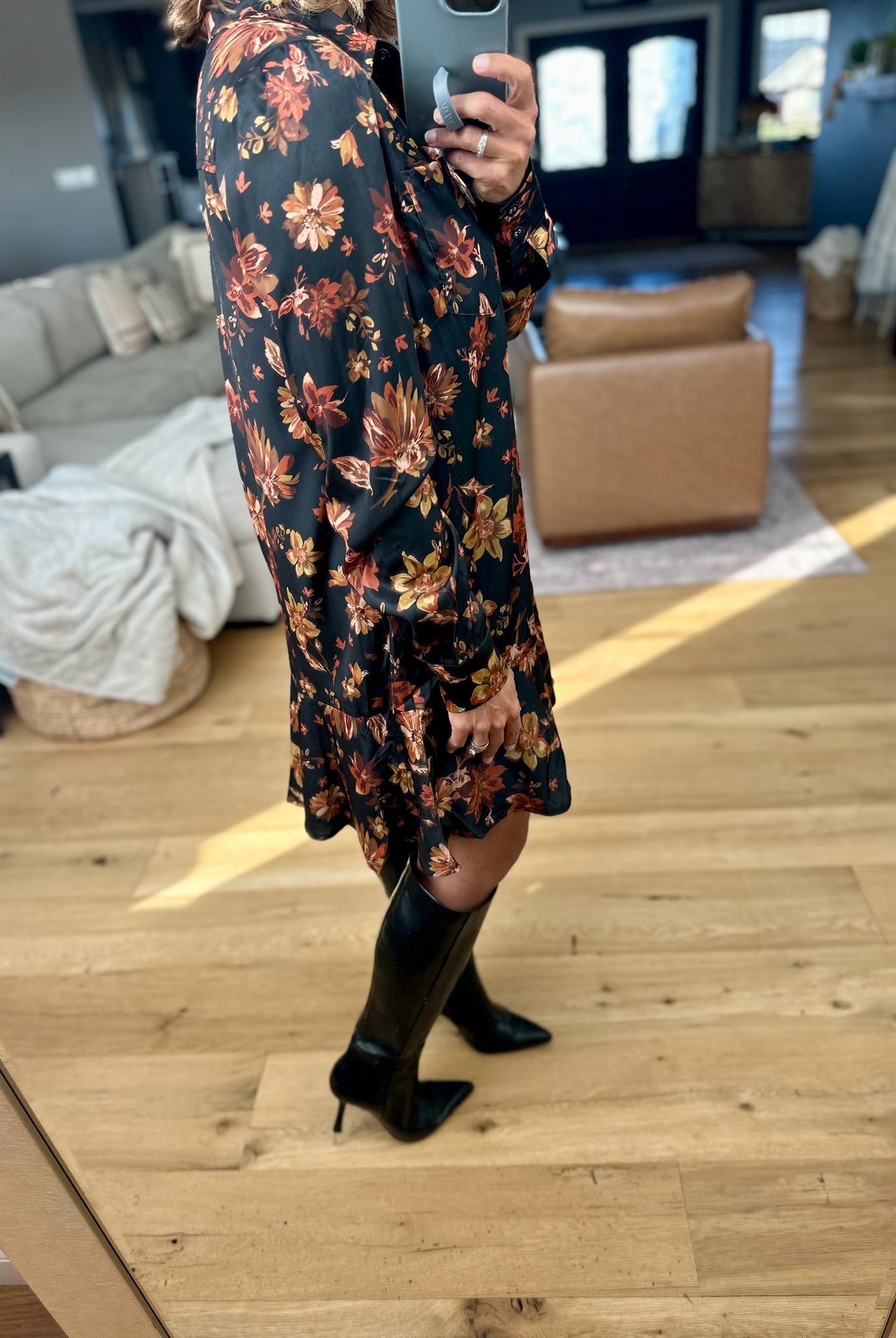 New Way Out Floral Drop-Waist Button-Down Dress-Doe & Rae-Anna Kaytes Boutique, Women's Fashion Boutique in Grinnell, Iowa