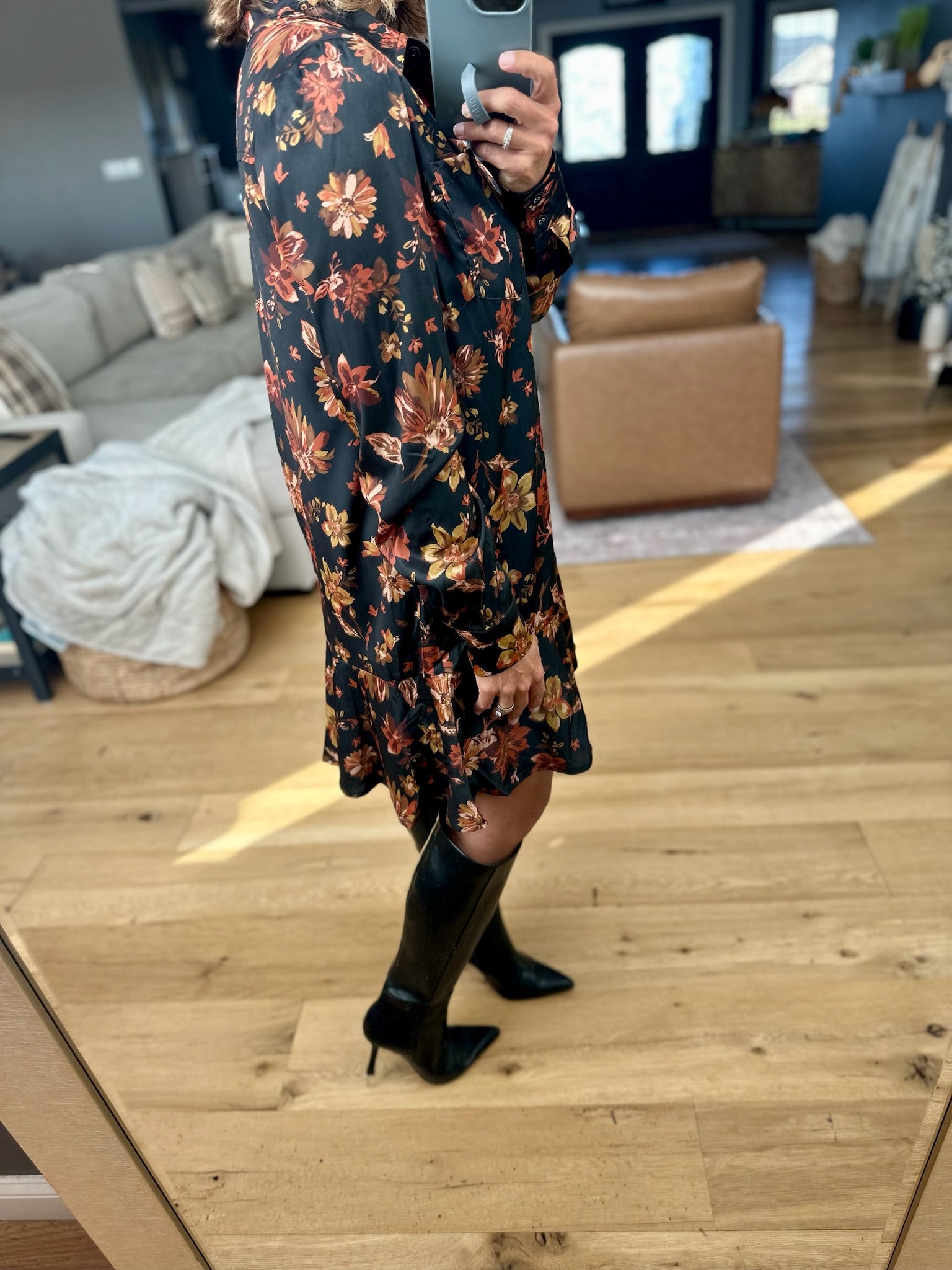 New Way Out Floral Drop-Waist Button-Down Dress-Doe & Rae-Anna Kaytes Boutique, Women's Fashion Boutique in Grinnell, Iowa