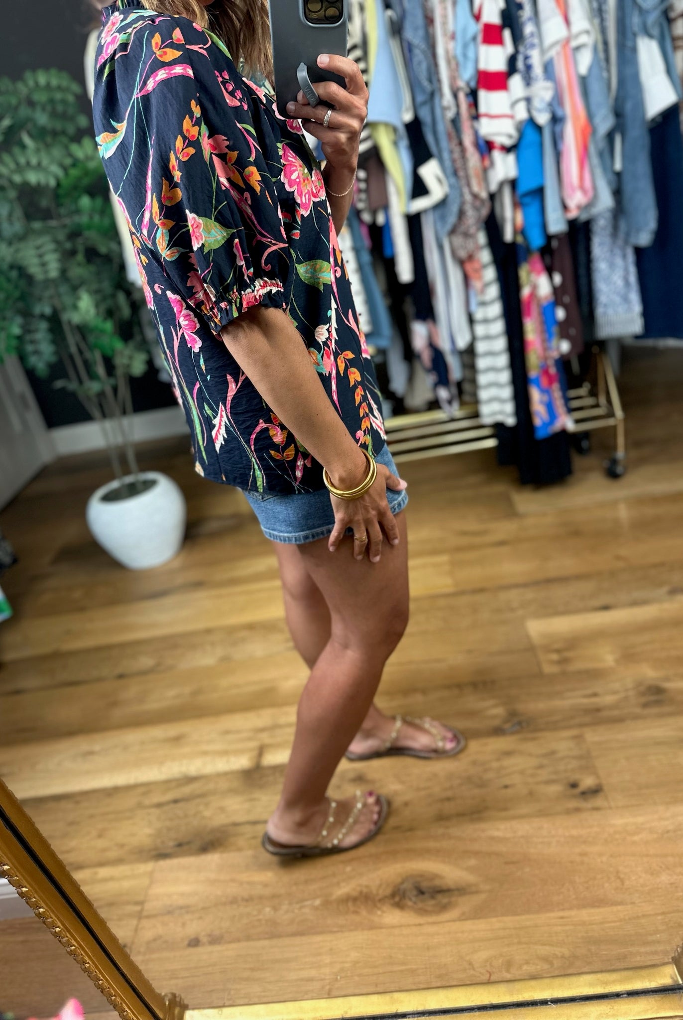Stepping Away Floral Top-Short Sleeves-THML-Anna Kaytes Boutique, Women's Fashion Boutique in Grinnell, Iowa