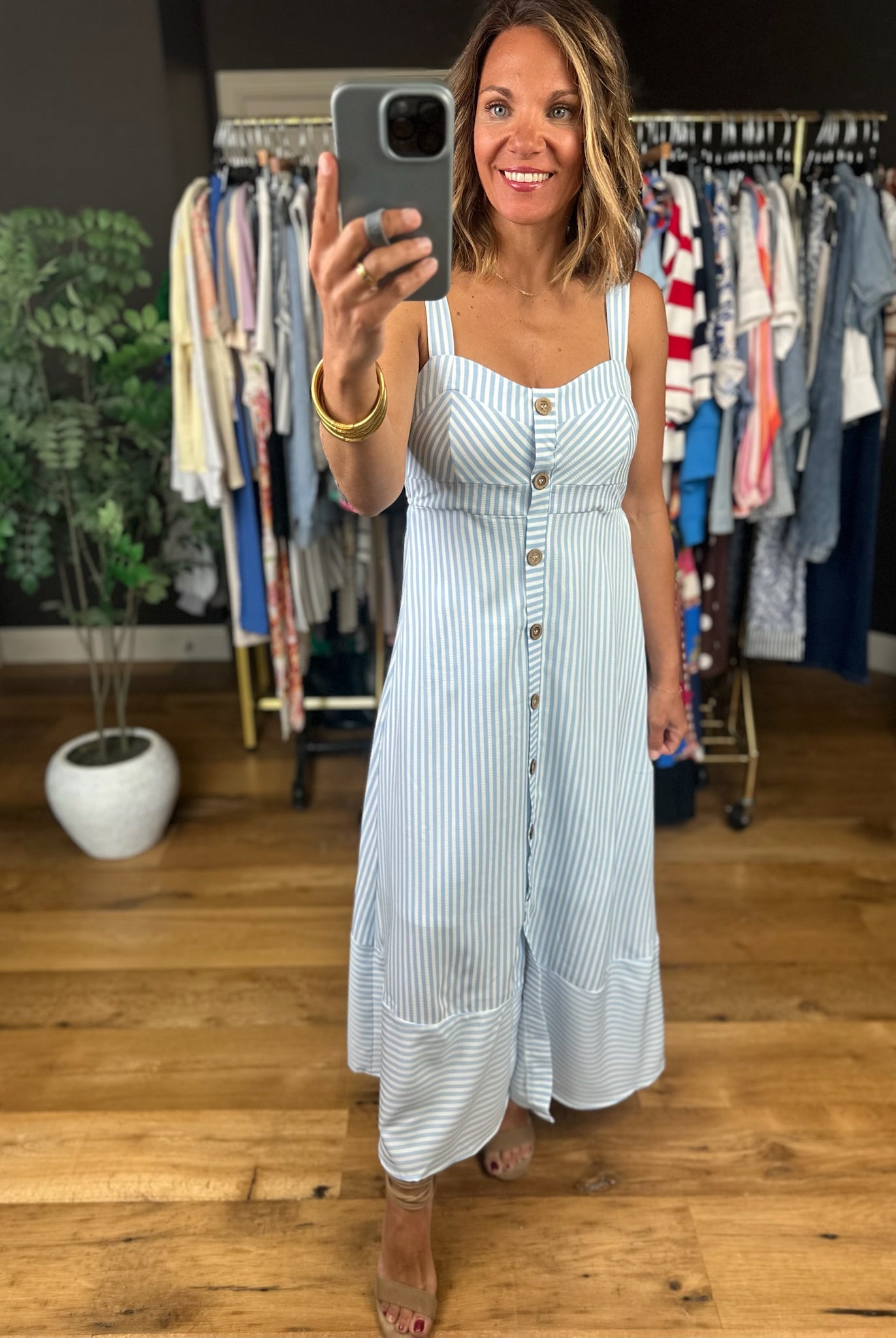 Sonoma Sips Striped Dress-Dresses-Blu Pepper-Anna Kaytes Boutique, Women's Fashion Boutique in Grinnell, Iowa