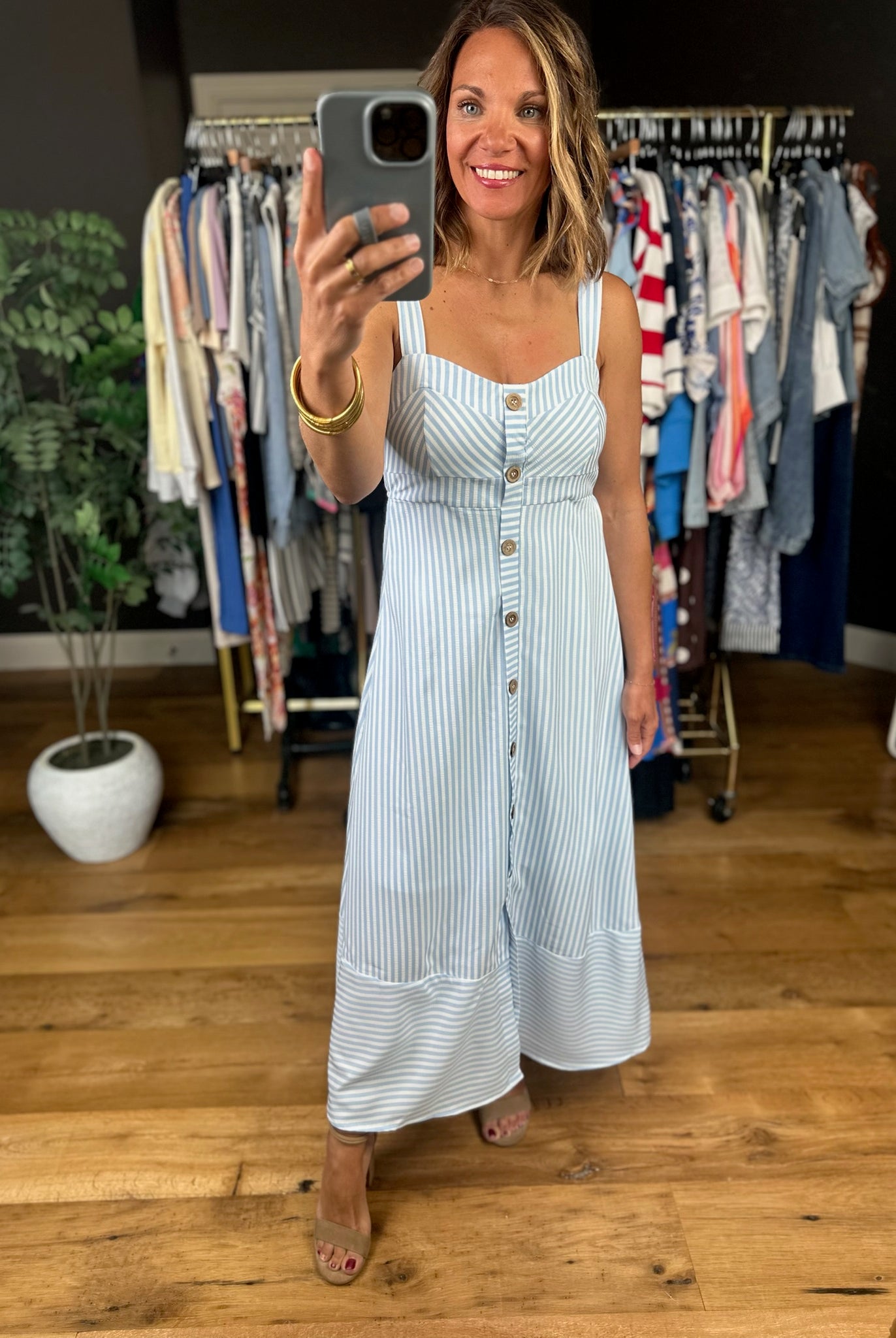 Sonoma Sips Striped Dress-Dresses-Blu Pepper-Anna Kaytes Boutique, Women's Fashion Boutique in Grinnell, Iowa