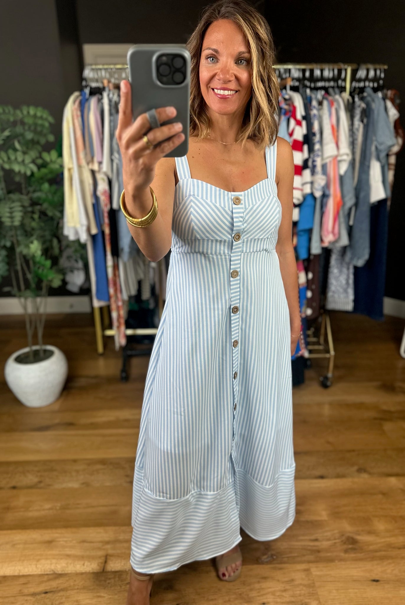 Sonoma Sips Striped Dress-Dresses-Blu Pepper-Anna Kaytes Boutique, Women's Fashion Boutique in Grinnell, Iowa