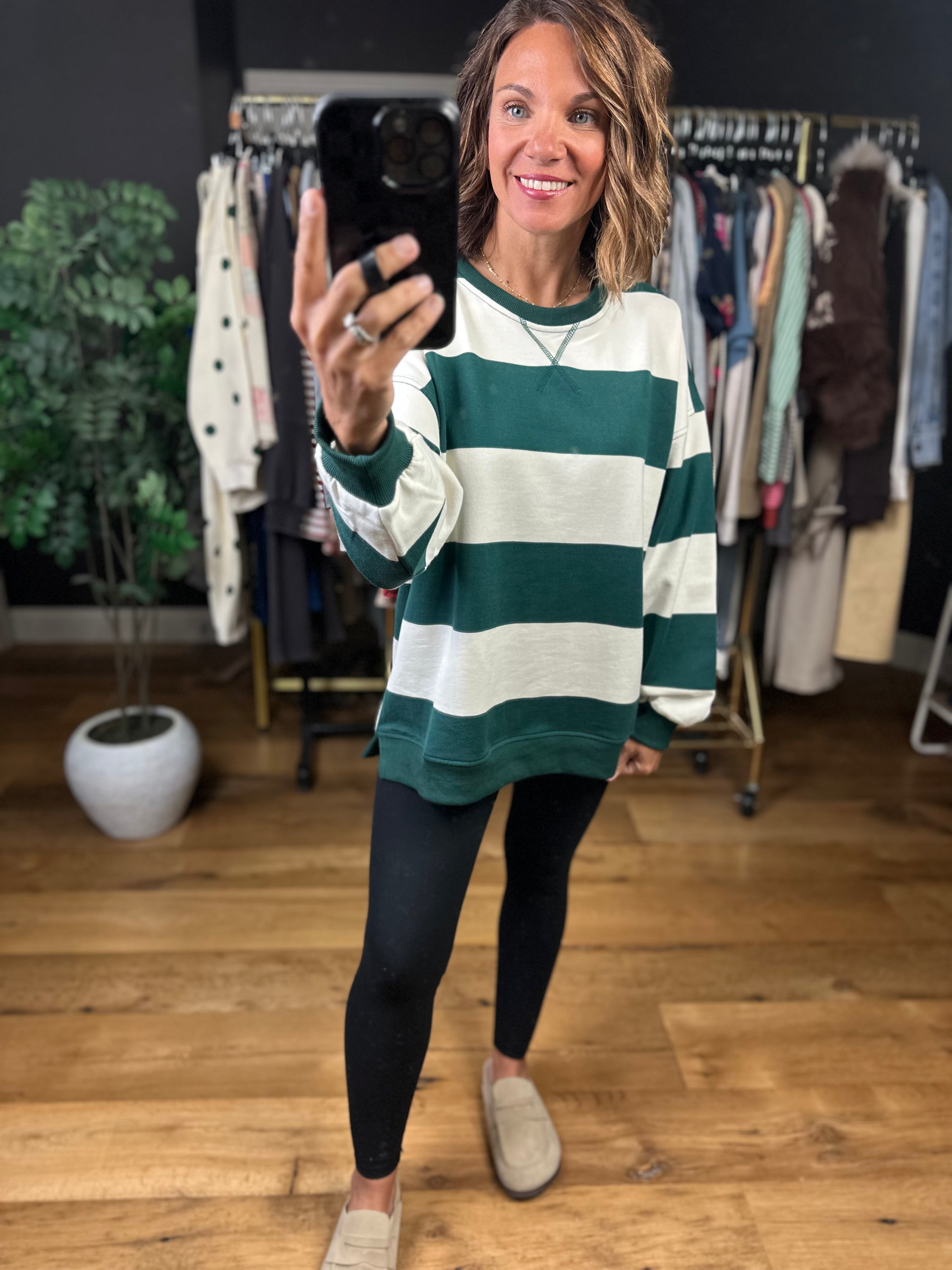 My Hero Oversized Wide Stripe Crewneck-Sweaters-JOA-Anna Kaytes Boutique, Women's Fashion Boutique in Grinnell, Iowa