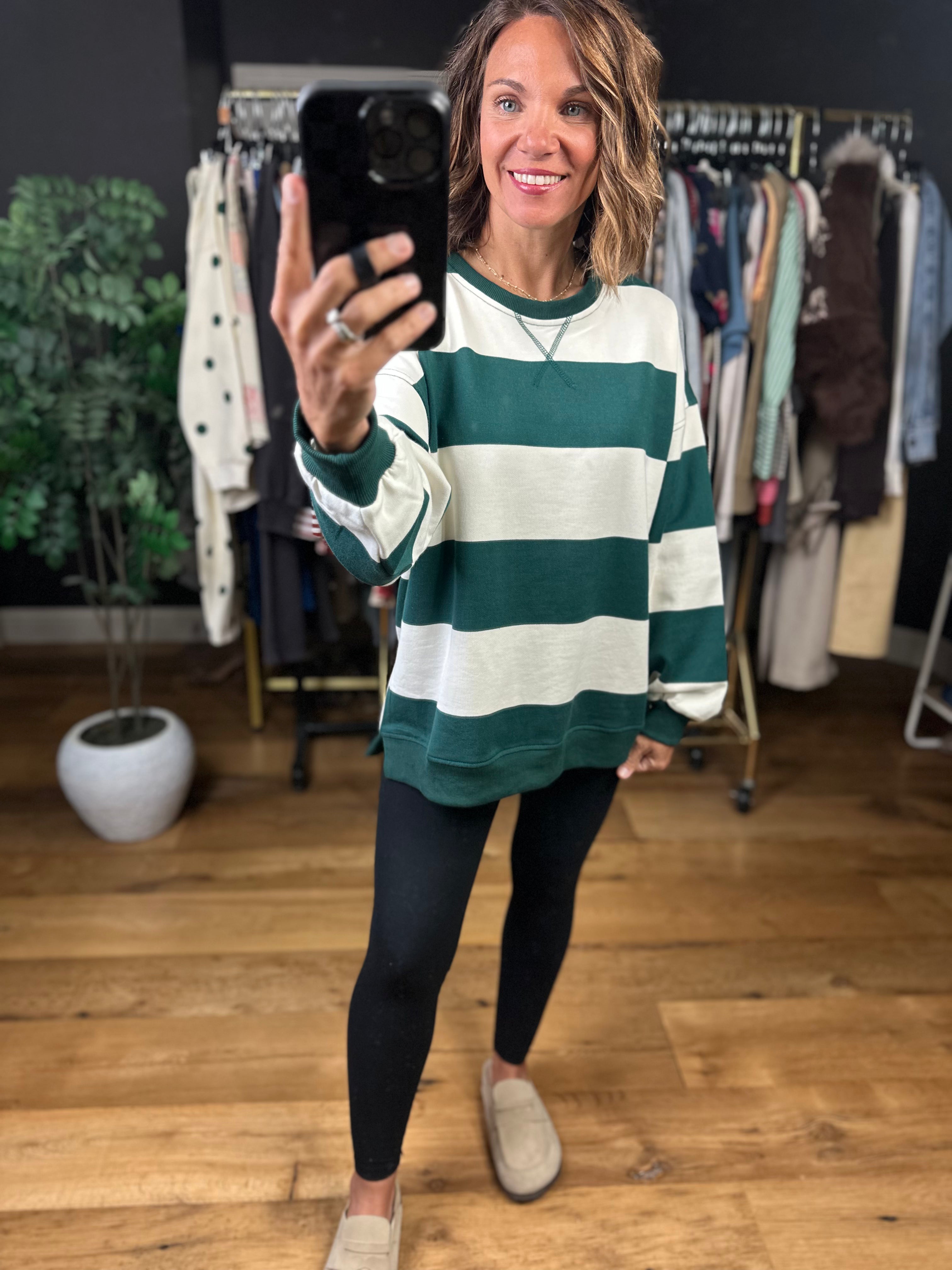 My Hero Oversized Wide Stripe Crewneck-Sweaters-JOA-Anna Kaytes Boutique, Women's Fashion Boutique in Grinnell, Iowa