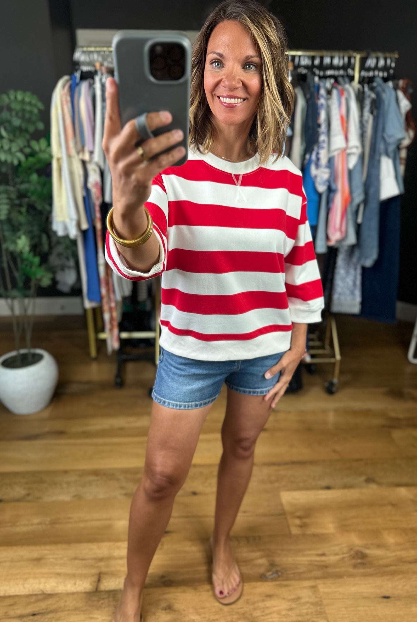 Future Ahead Striped Dolman Top-Short Sleeves-Jodifl-Anna Kaytes Boutique, Women's Fashion Boutique in Grinnell, Iowa