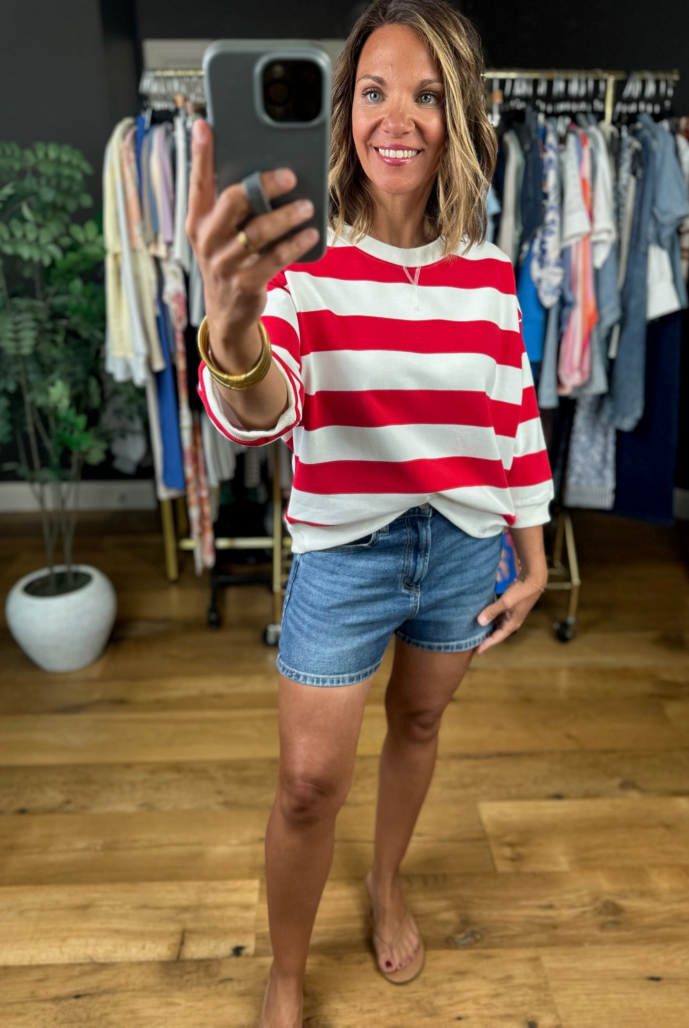 Future Ahead Striped Dolman Top-Short Sleeves-Jodifl-Anna Kaytes Boutique, Women's Fashion Boutique in Grinnell, Iowa