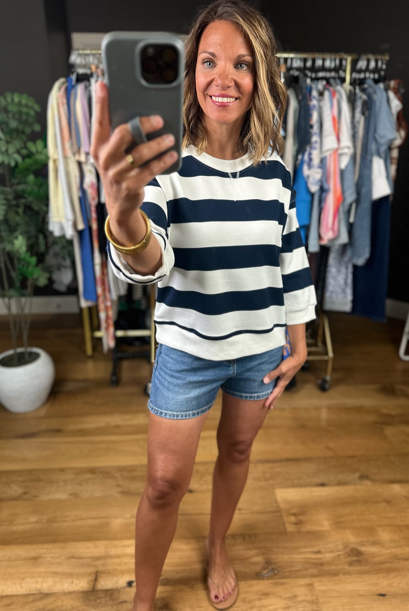 Future Ahead Striped Dolman Top-Short Sleeves-Jodifl-Anna Kaytes Boutique, Women's Fashion Boutique in Grinnell, Iowa