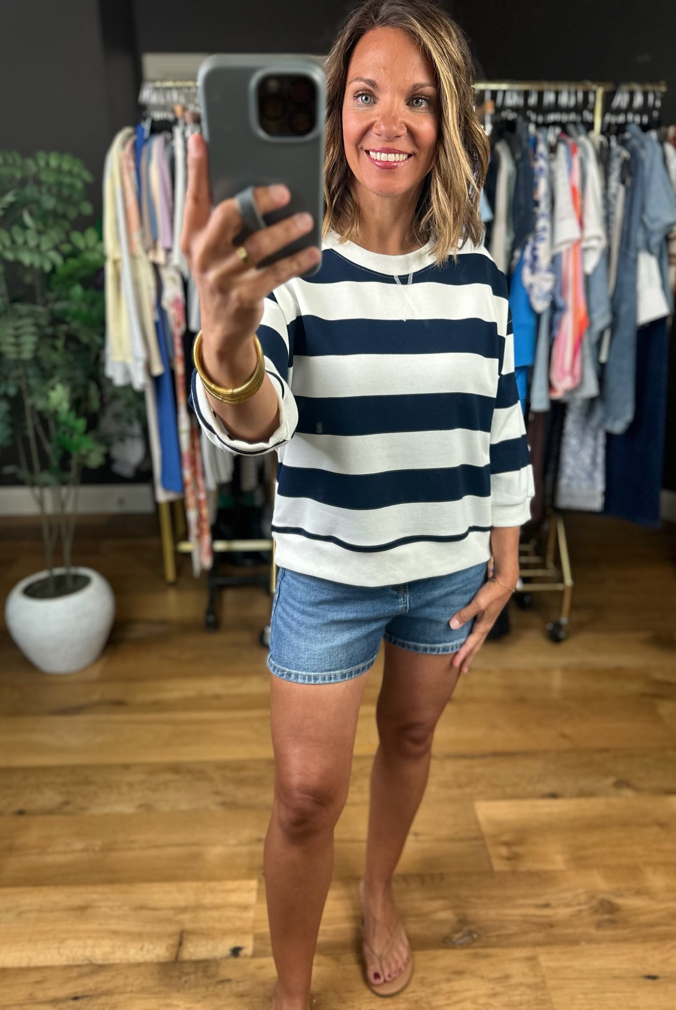 Future Ahead Striped Dolman Top-Short Sleeves-Jodifl-Anna Kaytes Boutique, Women's Fashion Boutique in Grinnell, Iowa