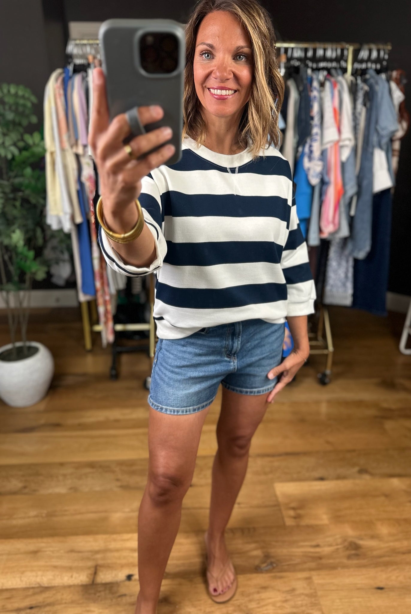 Future Ahead Striped Dolman Top-Short Sleeves-Jodifl-Anna Kaytes Boutique, Women's Fashion Boutique in Grinnell, Iowa