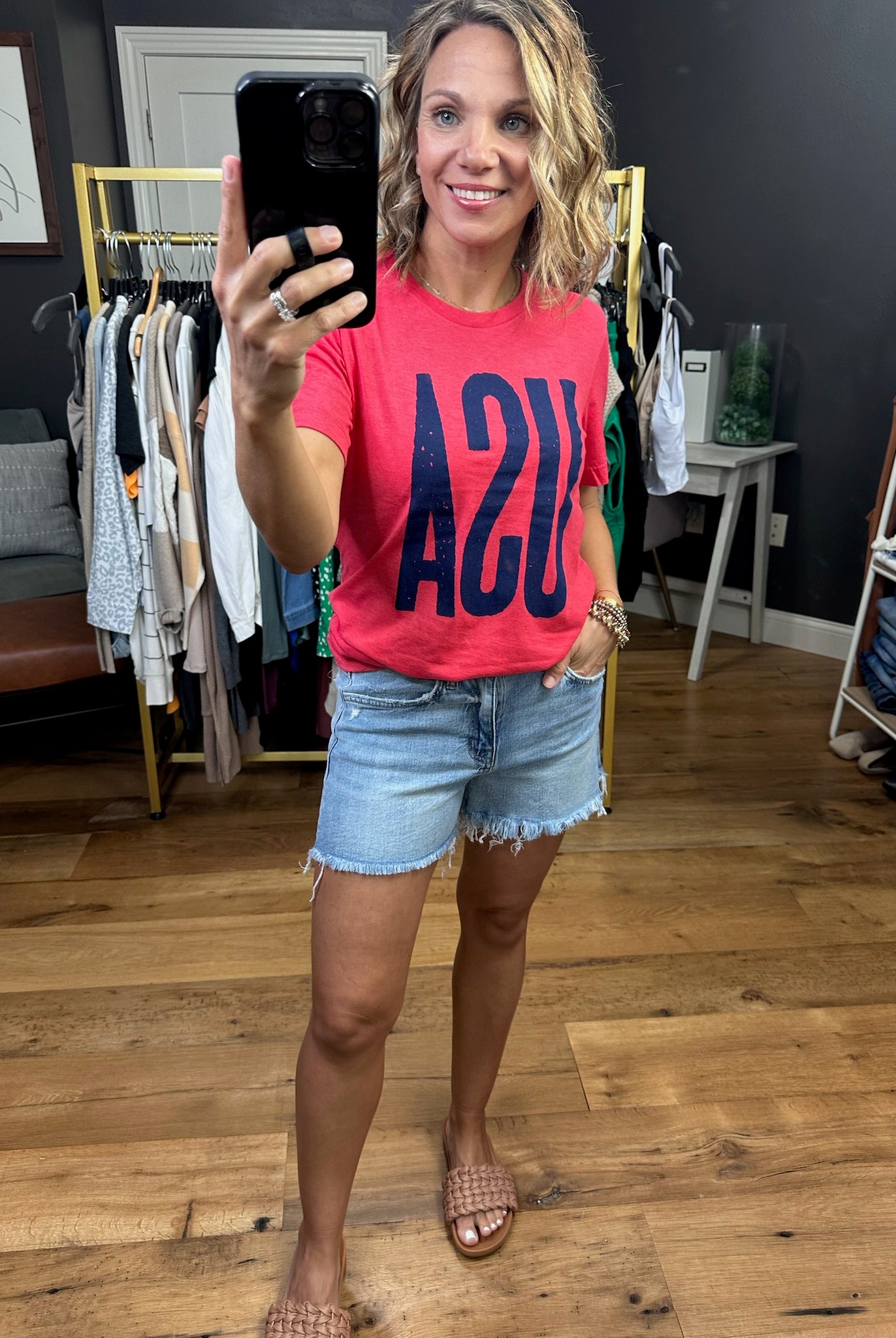 USA Graphic Tee - Red-Graphic Tees-Mugsby-Anna Kaytes Boutique, Women's Fashion Boutique in Grinnell, Iowa