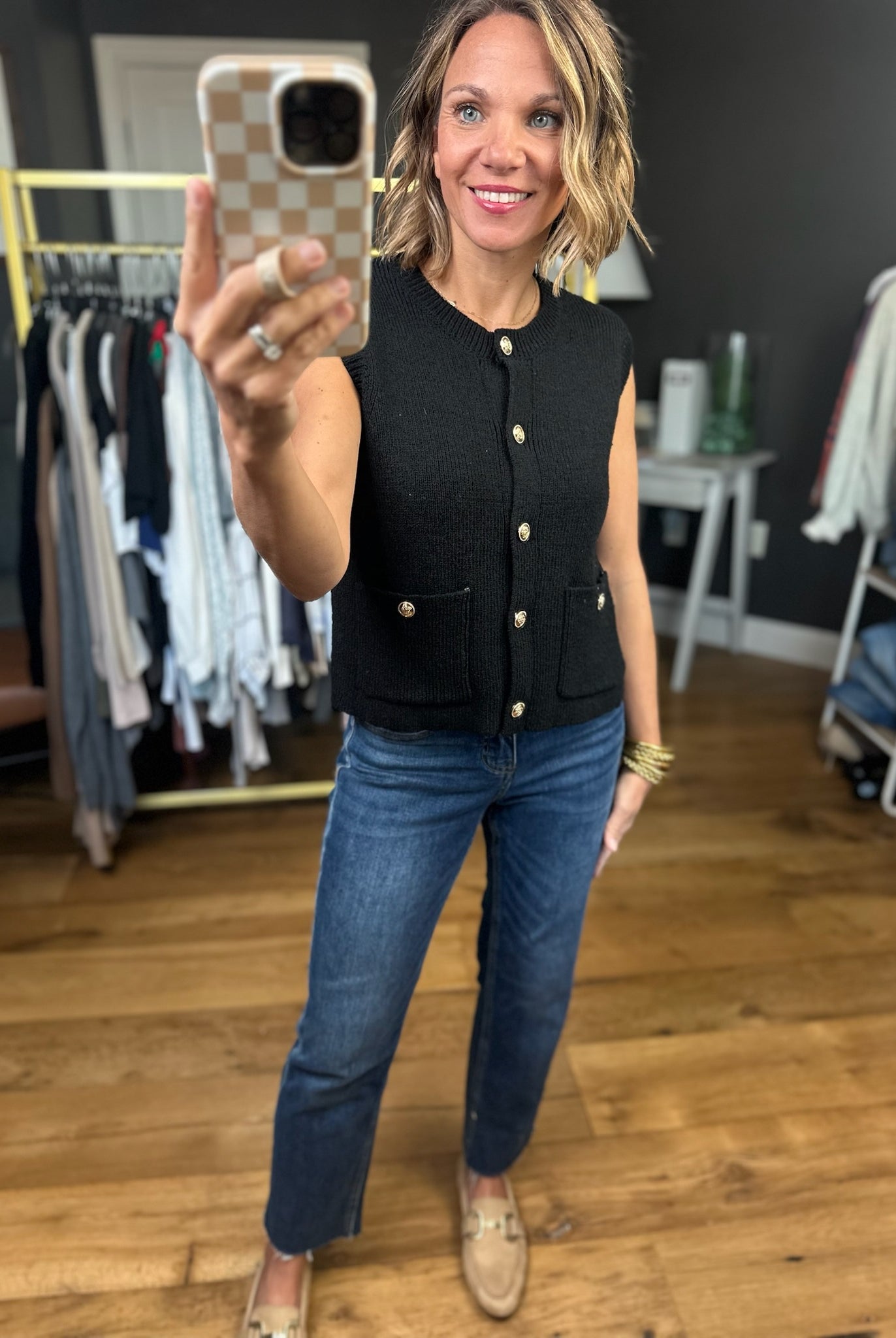 Lead The Way Button-Down Vest - Black-Entro-Anna Kaytes Boutique, Women's Fashion Boutique in Grinnell, Iowa
