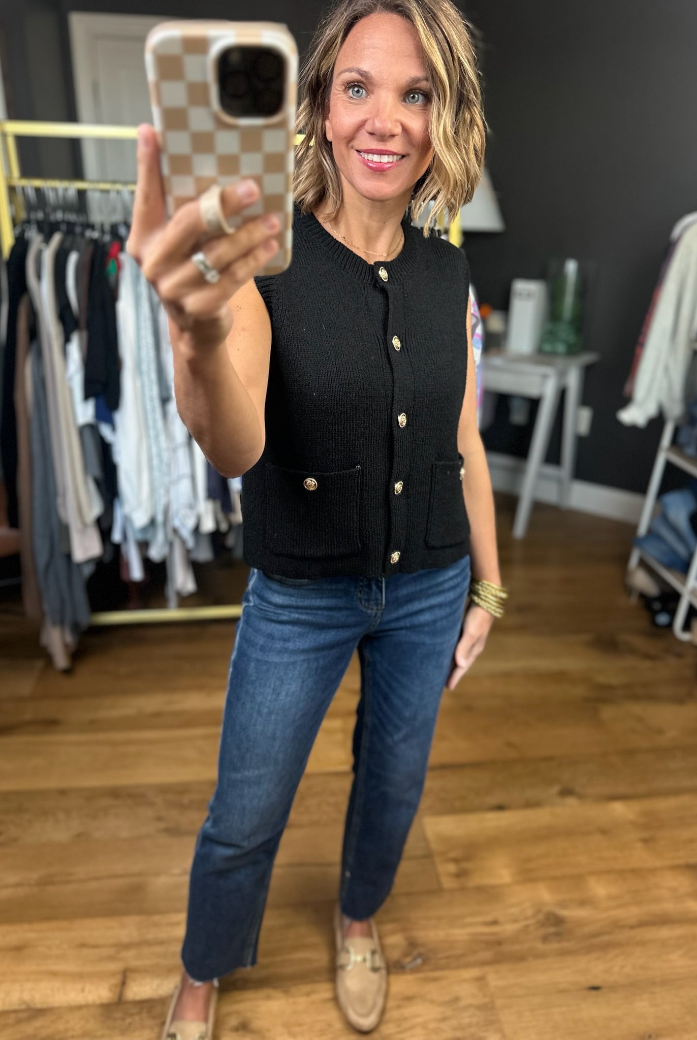 Lead The Way Button-Down Vest - Black-Entro-Anna Kaytes Boutique, Women's Fashion Boutique in Grinnell, Iowa