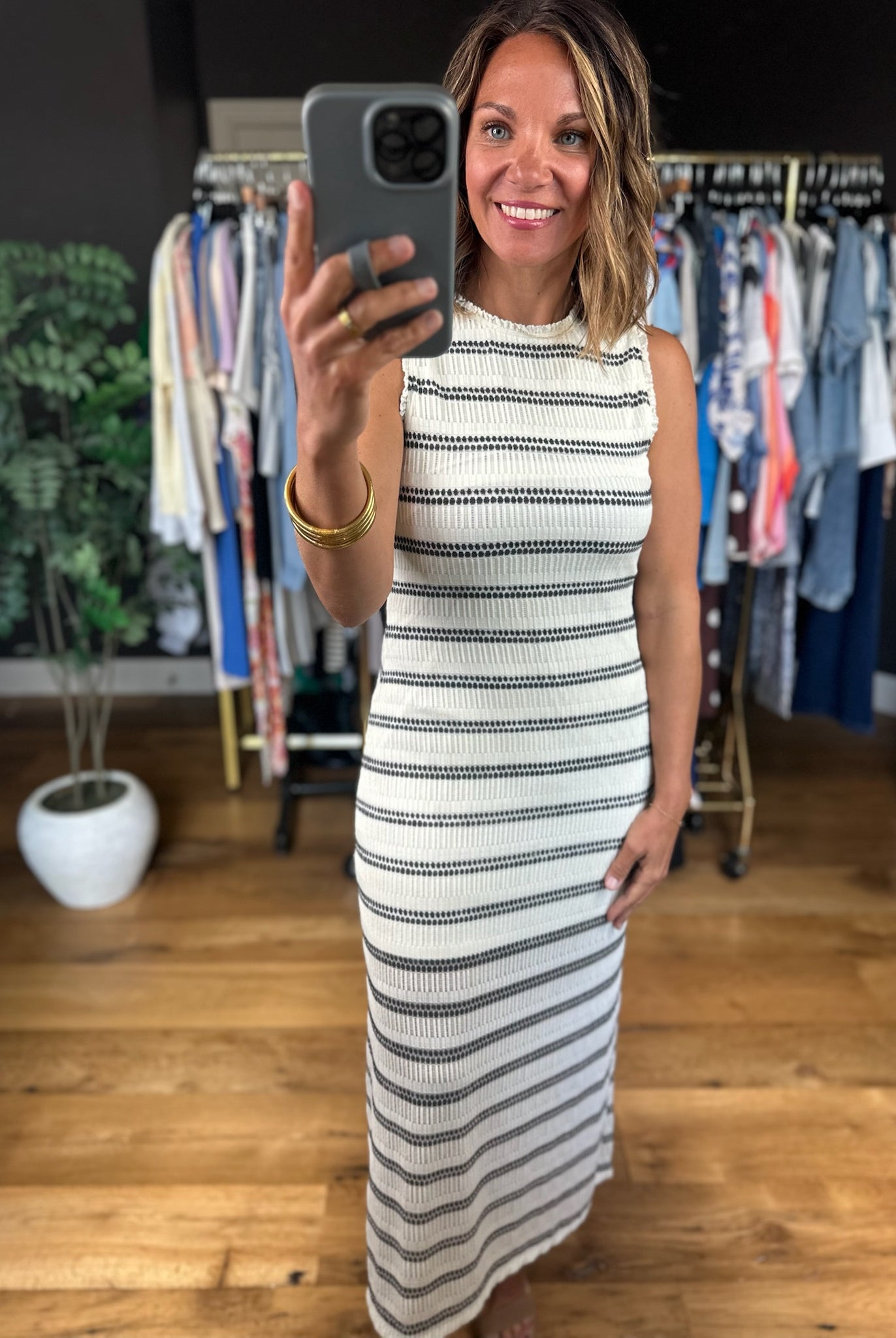 Only Good Things Striped Dress-Dresses-Doe & Rae-Anna Kaytes Boutique, Women's Fashion Boutique in Grinnell, Iowa