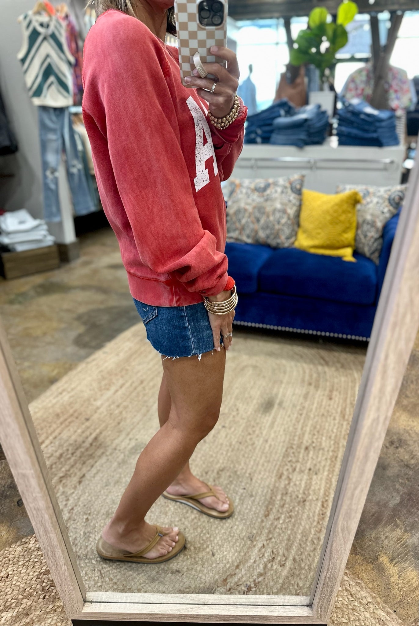 USA Vintage Wash Crewneck Sweatshirt - Red-Thread & Supply-Anna Kaytes Boutique, Women's Fashion Boutique in Grinnell, Iowa