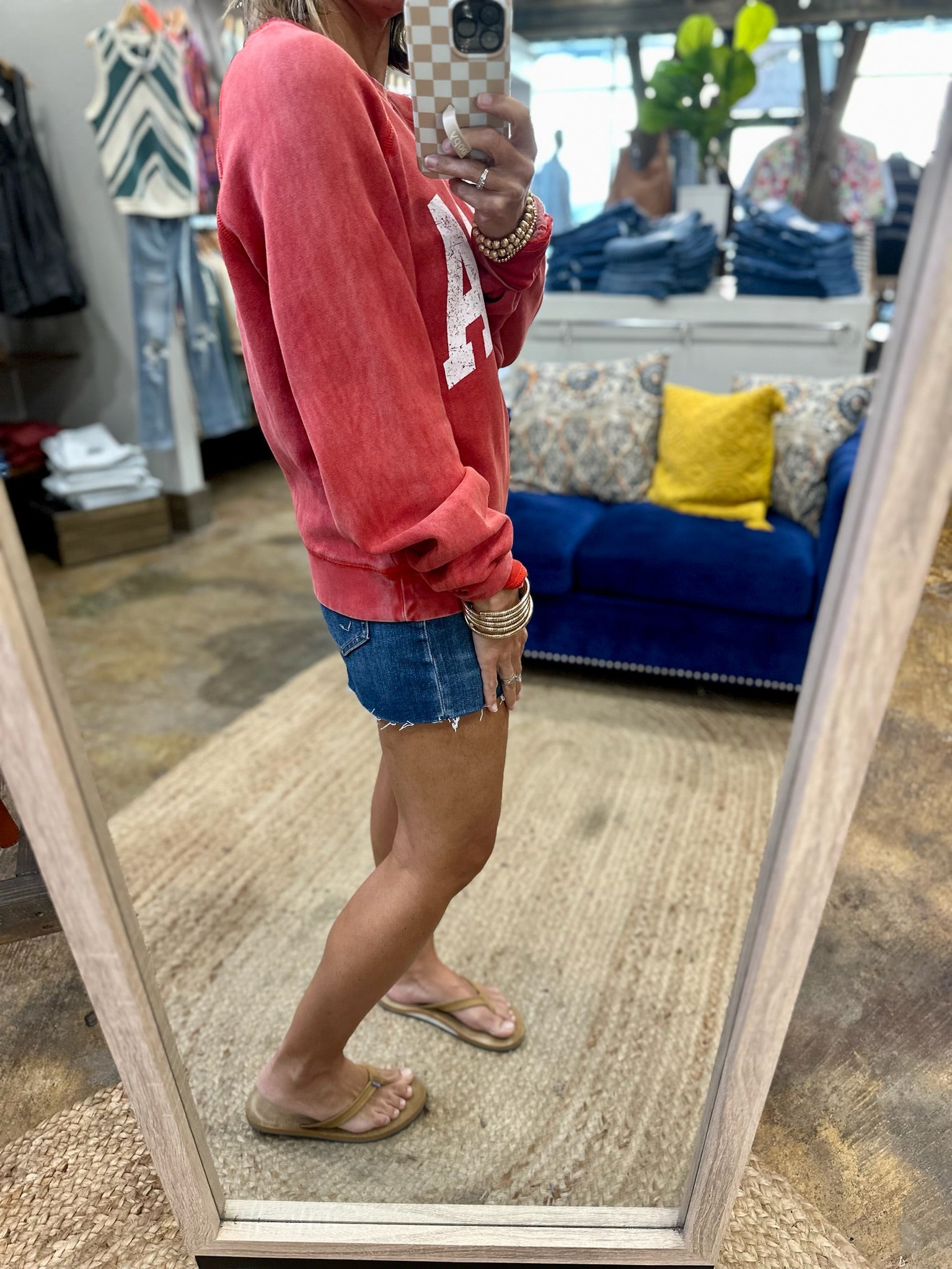 USA Vintage Wash Crewneck Sweatshirt - Red-Thread & Supply-Anna Kaytes Boutique, Women's Fashion Boutique in Grinnell, Iowa