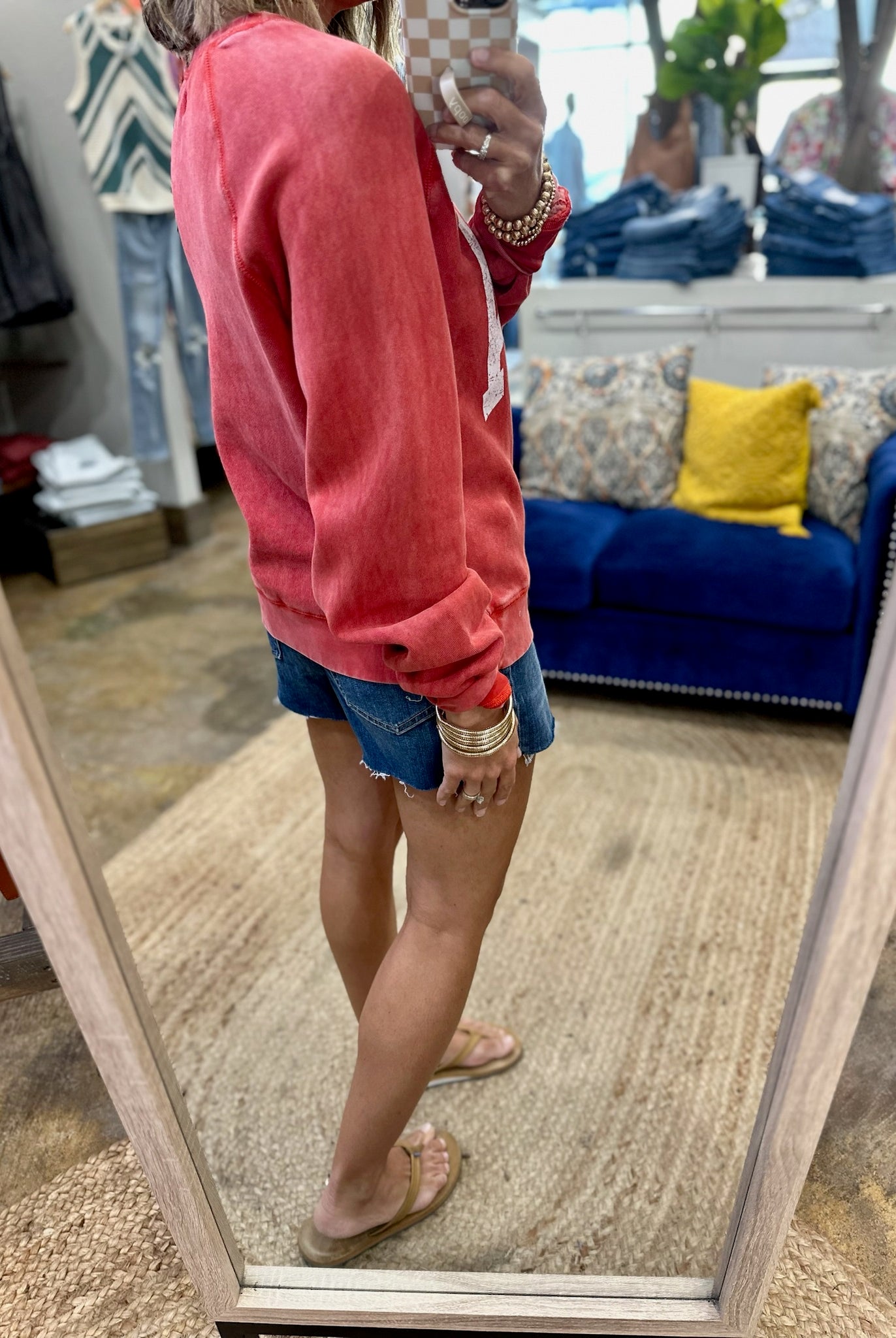 USA Vintage Wash Crewneck Sweatshirt - Red-Thread & Supply-Anna Kaytes Boutique, Women's Fashion Boutique in Grinnell, Iowa