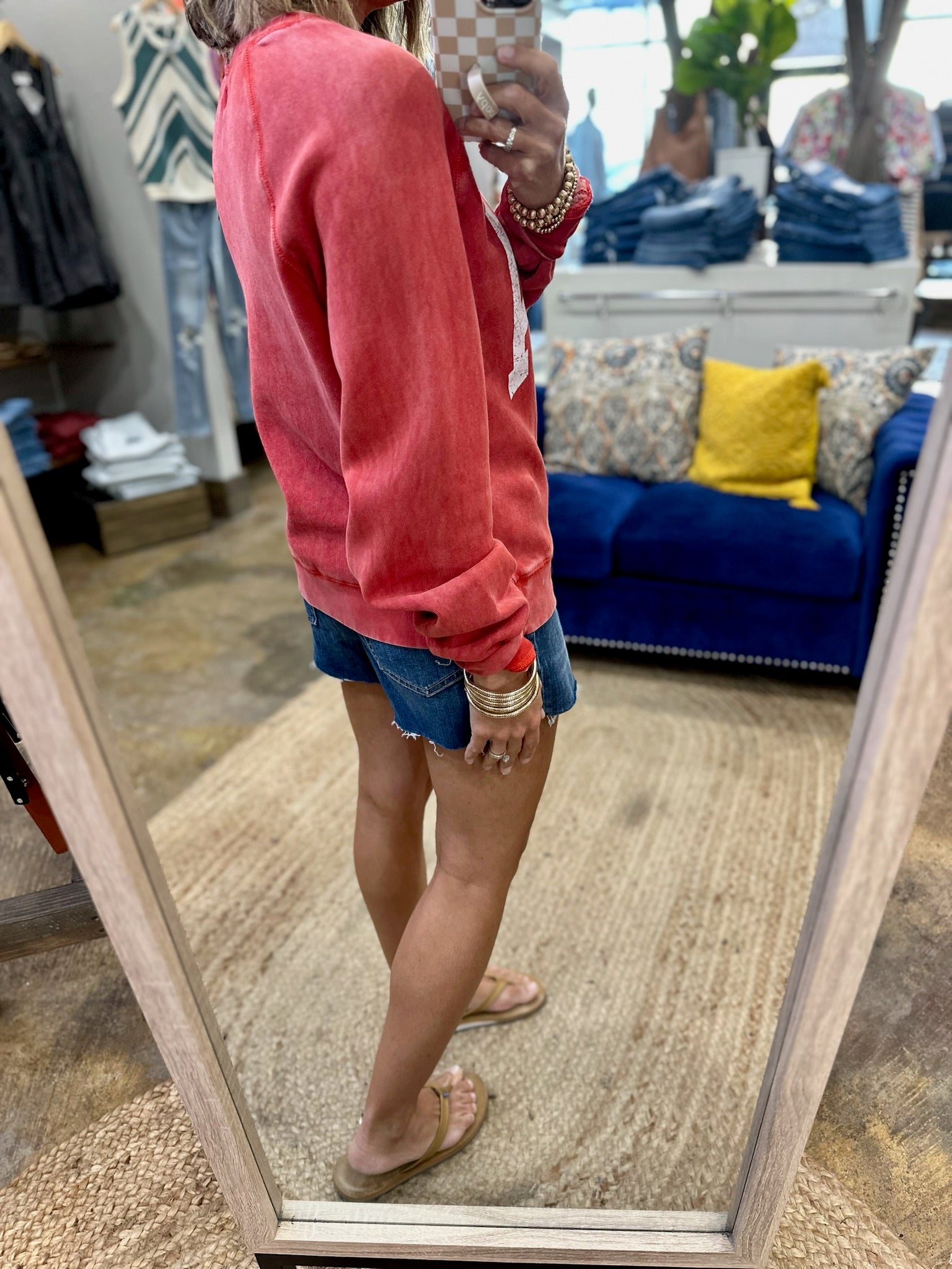 USA Vintage Wash Crewneck Sweatshirt - Red-Thread & Supply-Anna Kaytes Boutique, Women's Fashion Boutique in Grinnell, Iowa