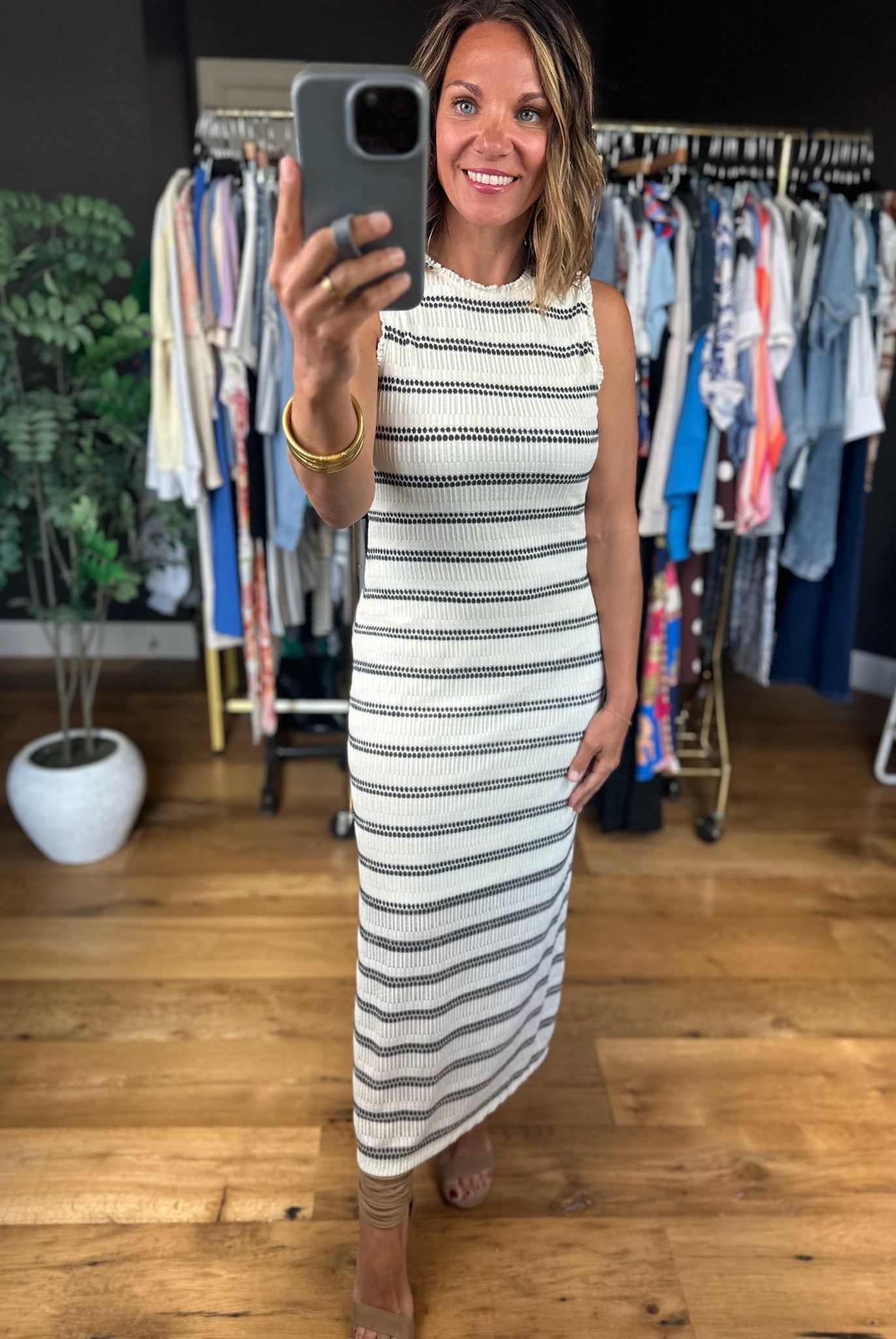 Only Good Things Striped Dress-Dresses-Doe & Rae-Anna Kaytes Boutique, Women's Fashion Boutique in Grinnell, Iowa