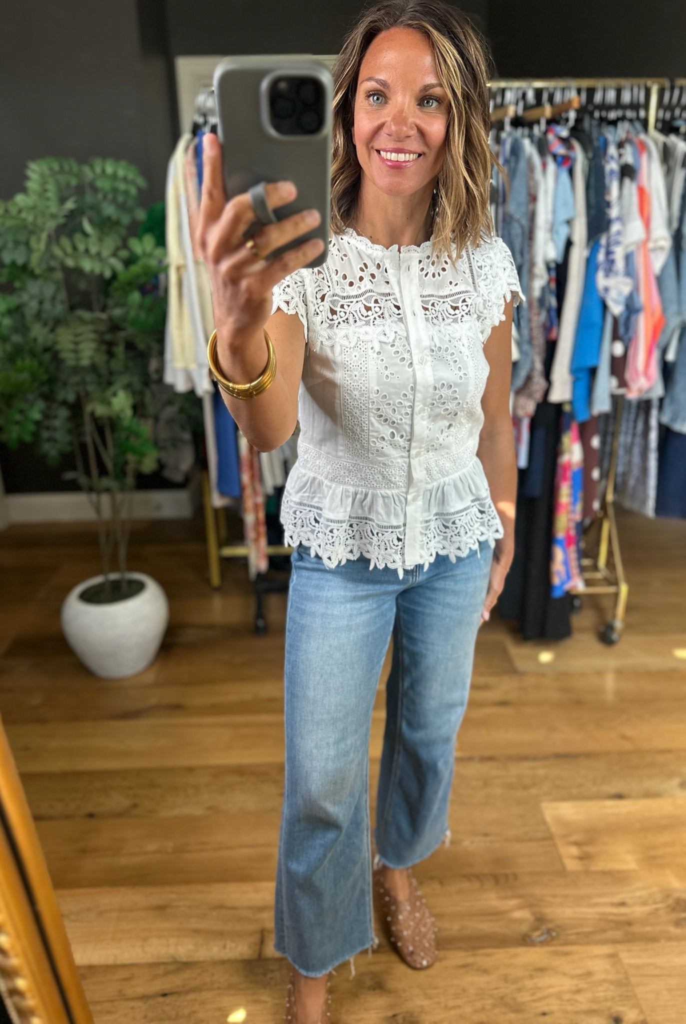 In My Heart Eyelet Peplum Top-Short Sleeves-Fate-Anna Kaytes Boutique, Women's Fashion Boutique in Grinnell, Iowa