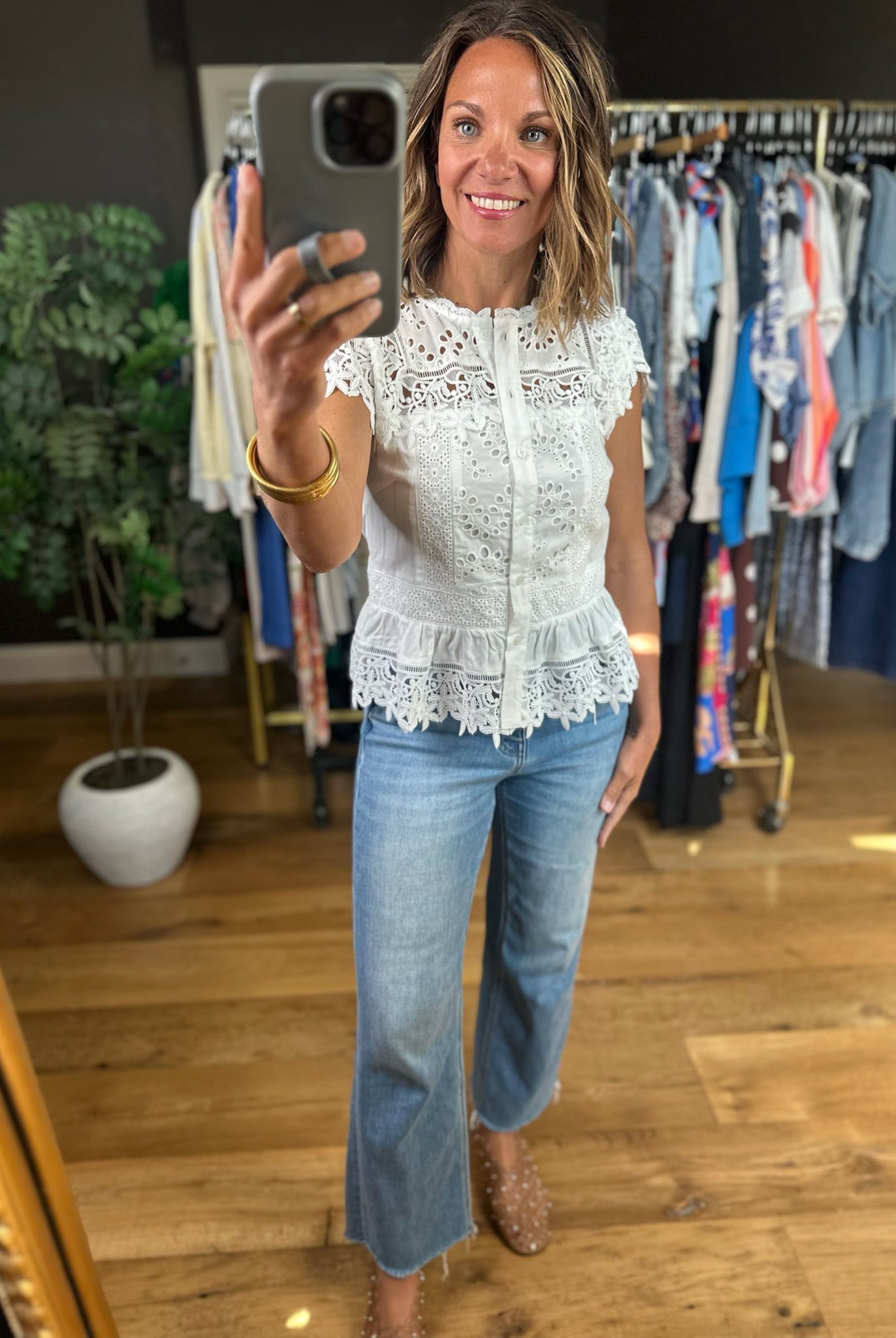 In My Heart Eyelet Peplum Top-Short Sleeves-Fate-Anna Kaytes Boutique, Women's Fashion Boutique in Grinnell, Iowa