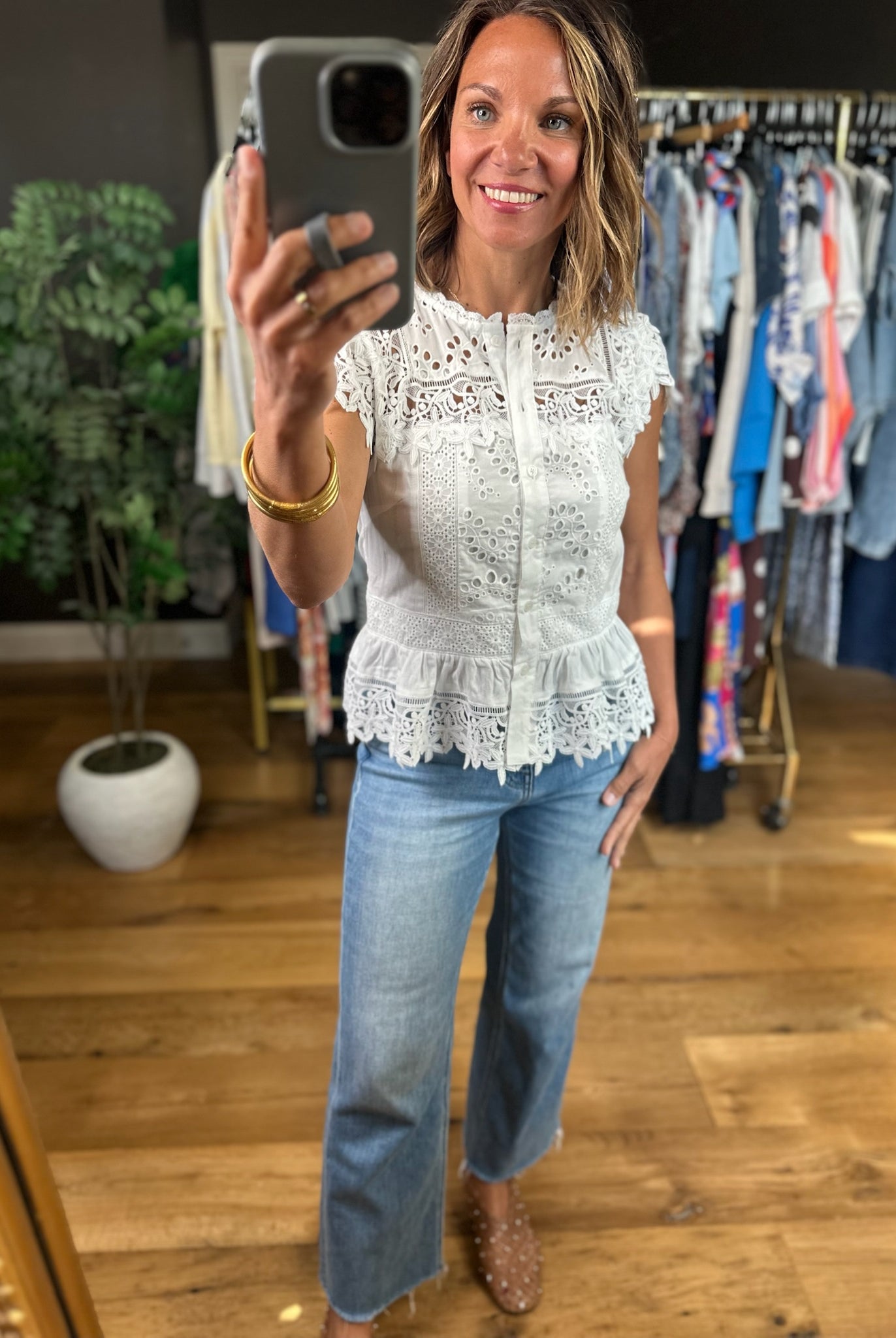 In My Heart Eyelet Peplum Top-Short Sleeves-Fate-Anna Kaytes Boutique, Women's Fashion Boutique in Grinnell, Iowa