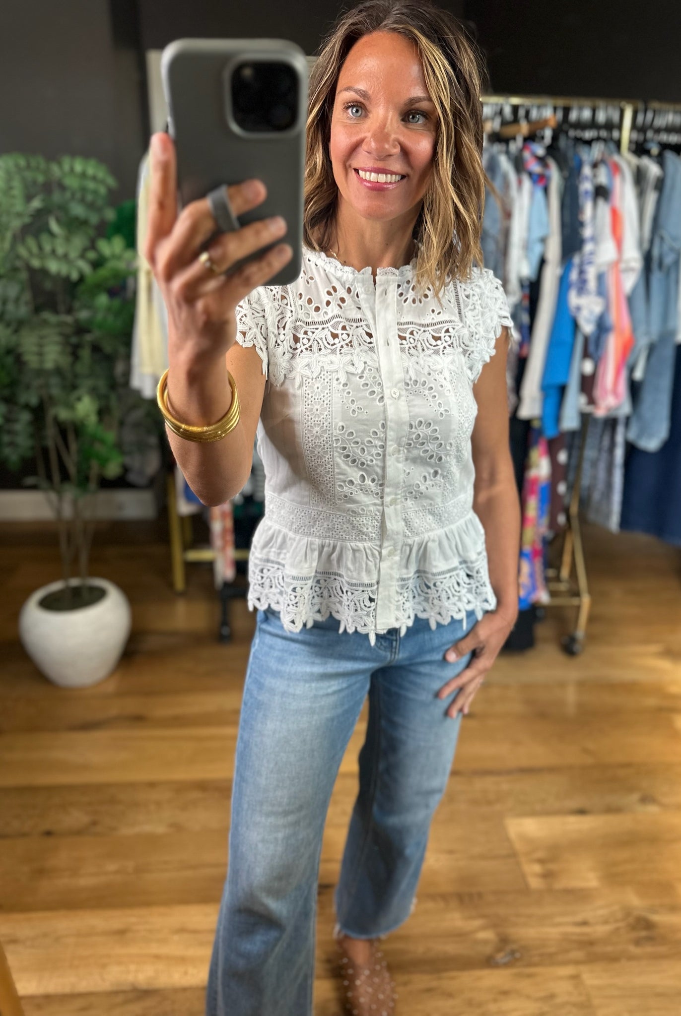 In My Heart Eyelet Peplum Top-Short Sleeves-Fate-Anna Kaytes Boutique, Women's Fashion Boutique in Grinnell, Iowa