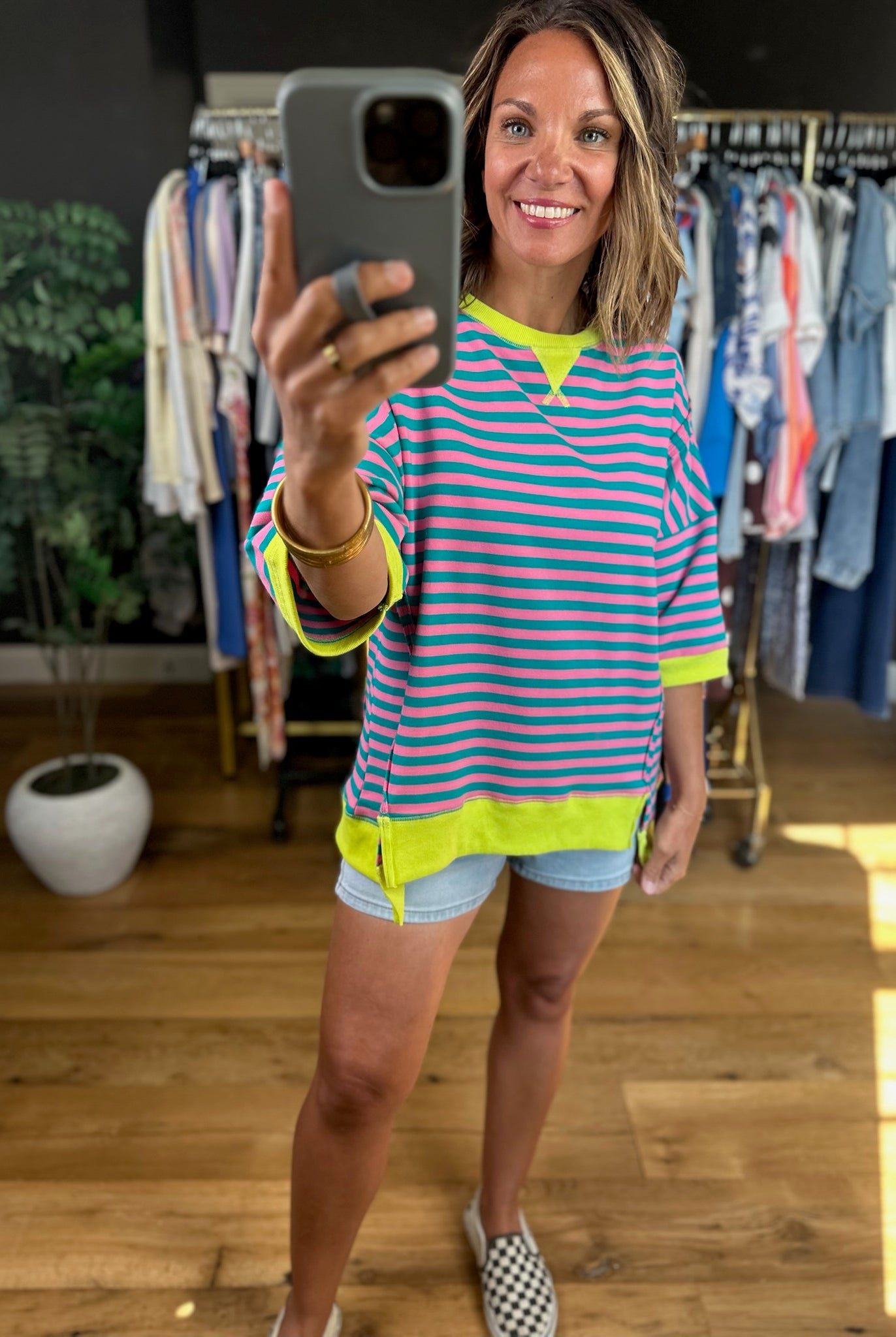 Make It Work Striped Top-Short Sleeves-Very J-Anna Kaytes Boutique, Women's Fashion Boutique in Grinnell, Iowa