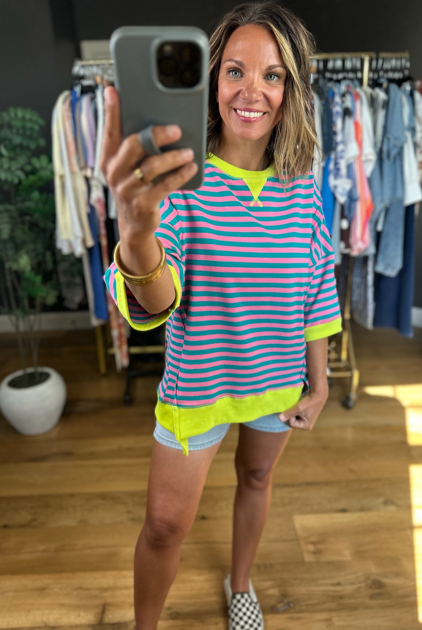 Make It Work Striped Top-Short Sleeves-Very J-Anna Kaytes Boutique, Women's Fashion Boutique in Grinnell, Iowa