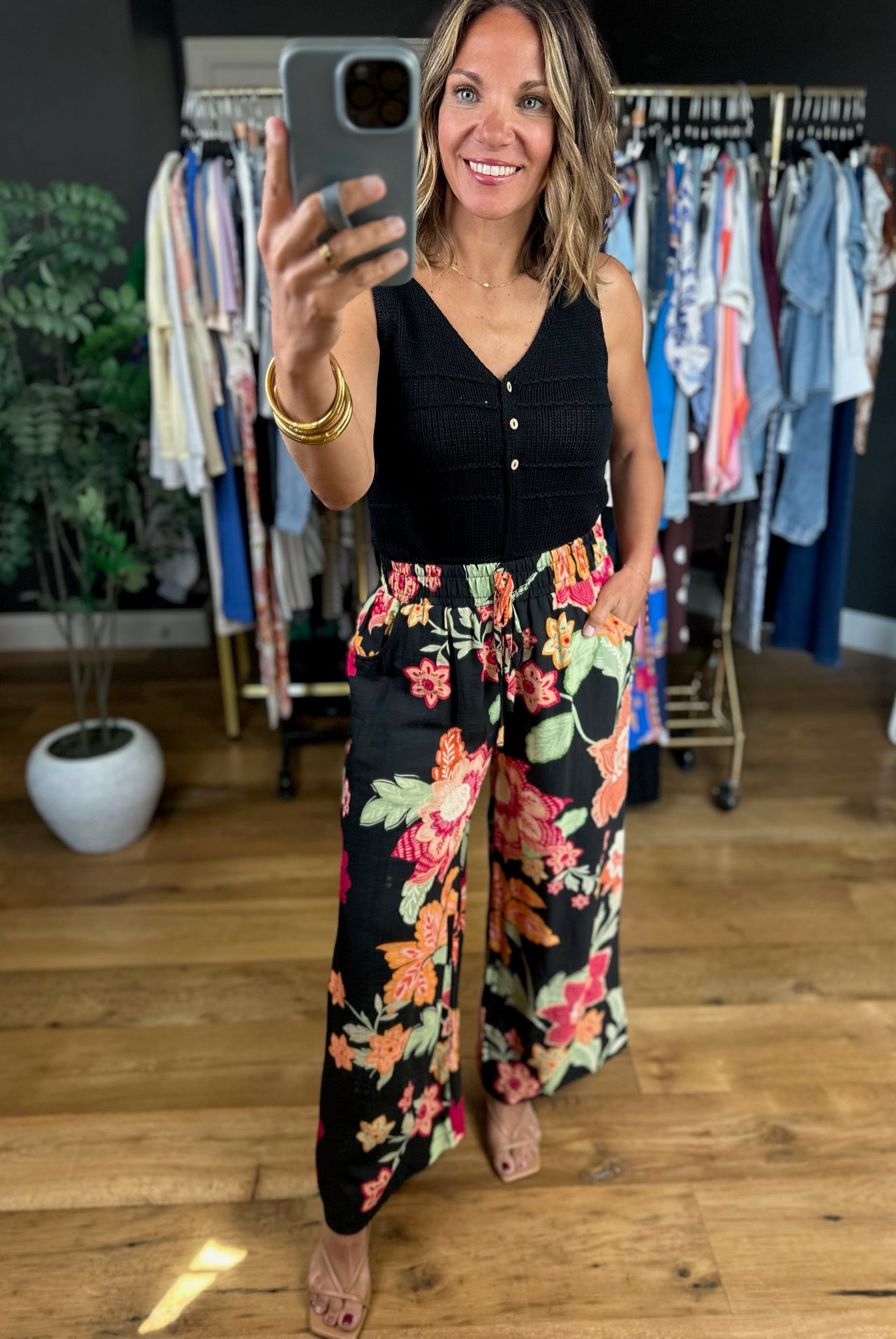 Favorite Place Floral Pants-Pants-Umgee-Anna Kaytes Boutique, Women's Fashion Boutique in Grinnell, Iowa