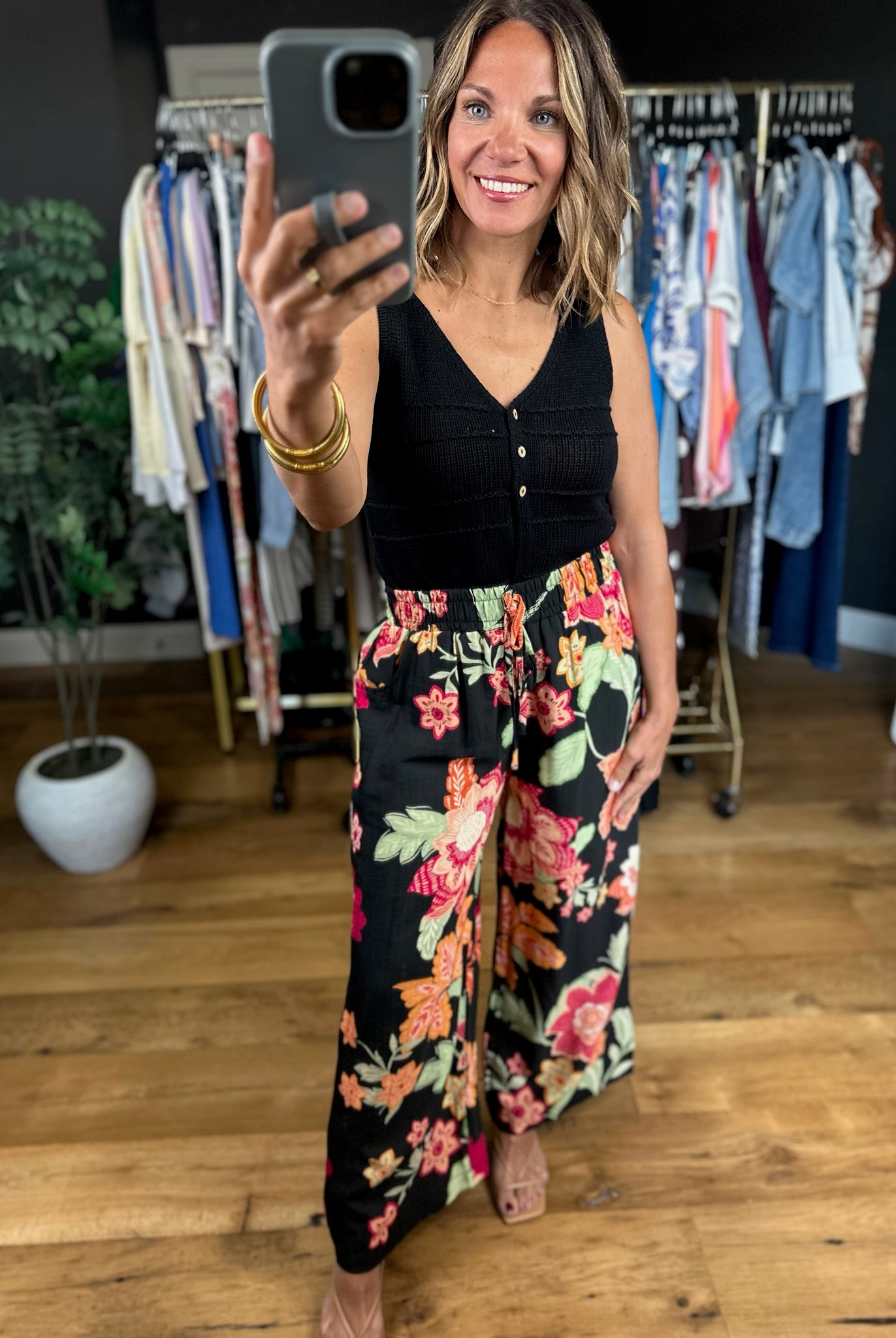 Favorite Place Floral Pants-Pants-Umgee-Anna Kaytes Boutique, Women's Fashion Boutique in Grinnell, Iowa
