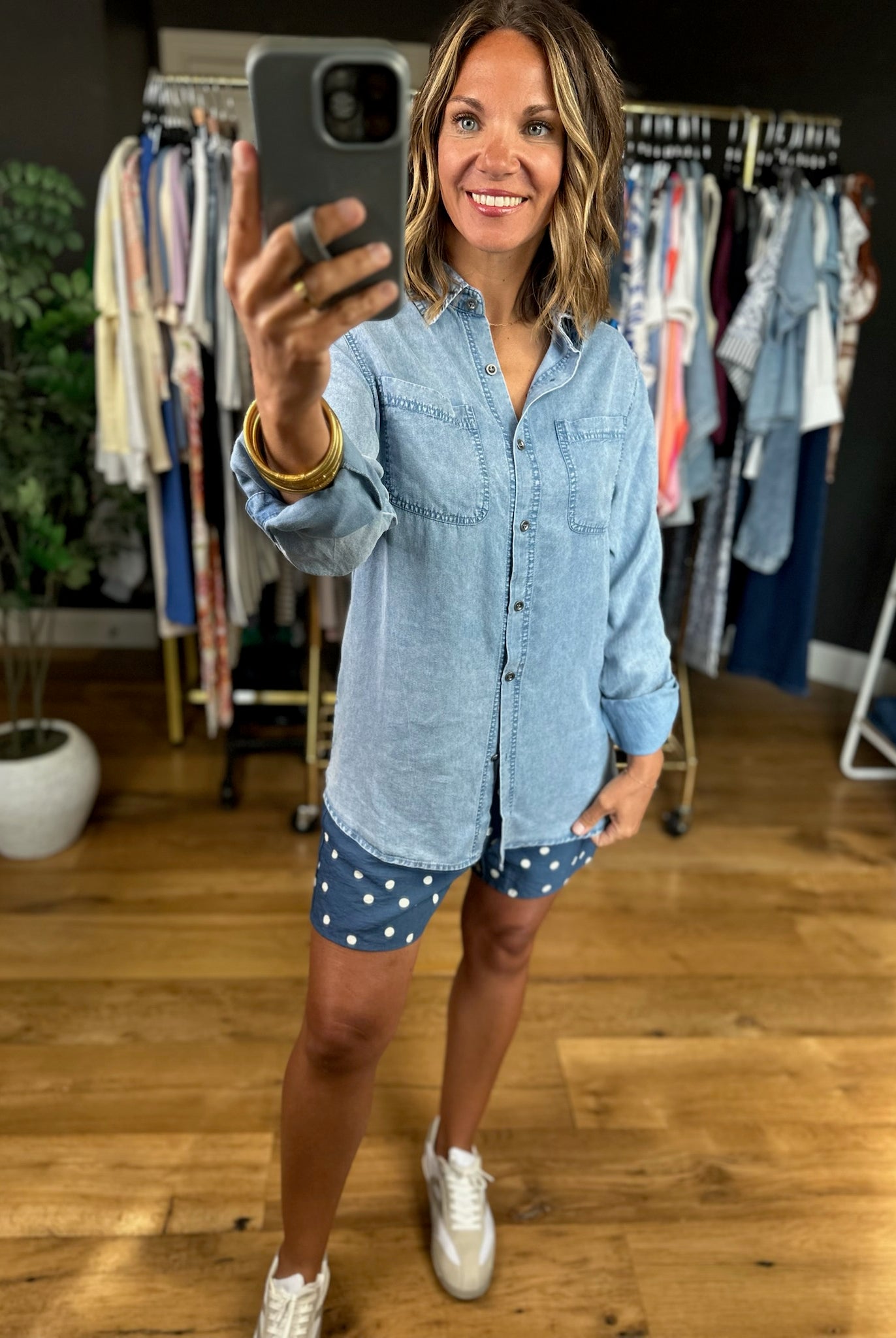 Heading Up Button-Down Tencel Top-Long Sleeves-Doe & Rae-Anna Kaytes Boutique, Women's Fashion Boutique in Grinnell, Iowa