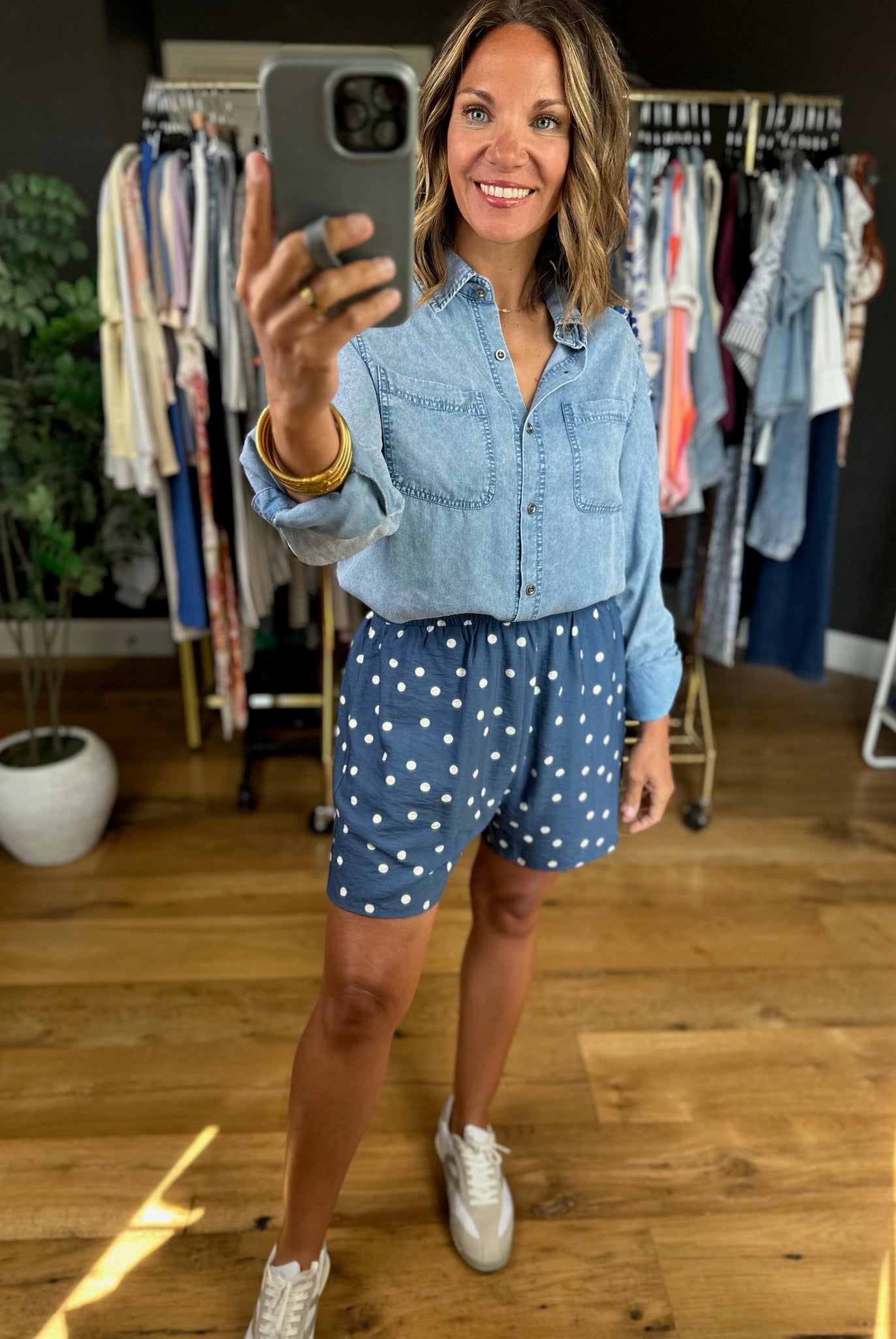 Heading Up Button-Down Tencel Top-Long Sleeves-Doe & Rae-Anna Kaytes Boutique, Women's Fashion Boutique in Grinnell, Iowa