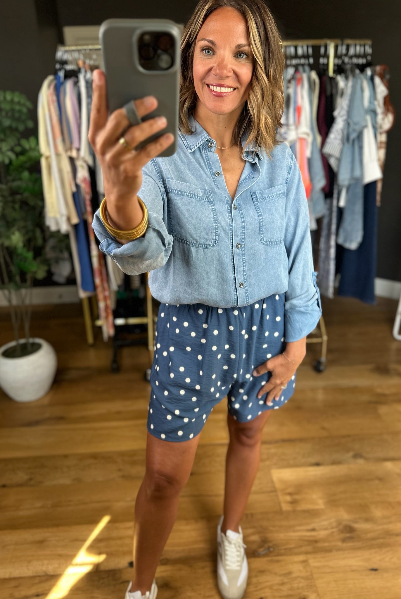 Heading Up Button-Down Tencel Top-Long Sleeves-Doe & Rae-Anna Kaytes Boutique, Women's Fashion Boutique in Grinnell, Iowa