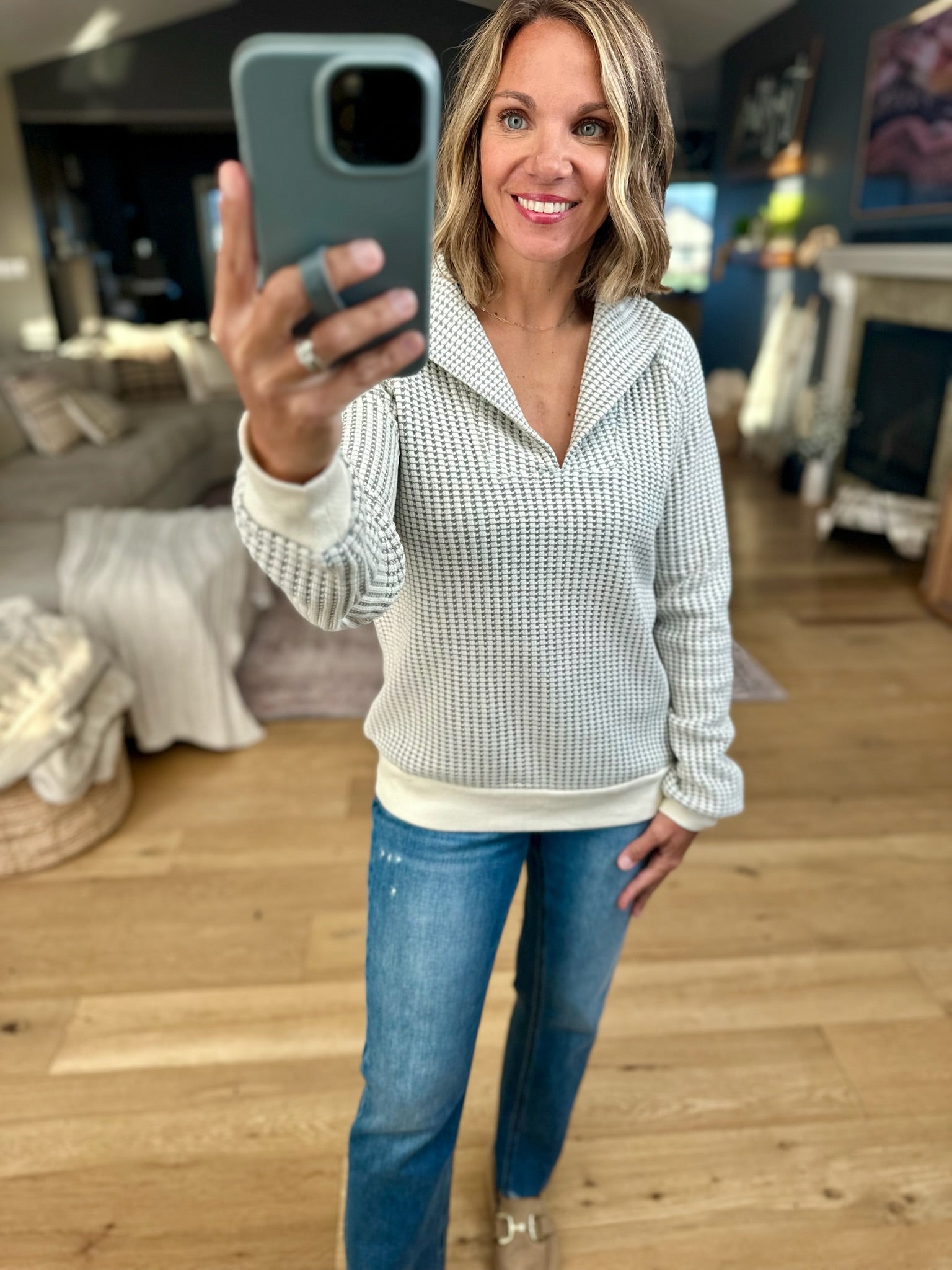 **Think Of Me Textured Pullover-sweater-Doe & Rae-Anna Kaytes Boutique, Women's Fashion Boutique in Grinnell, Iowa