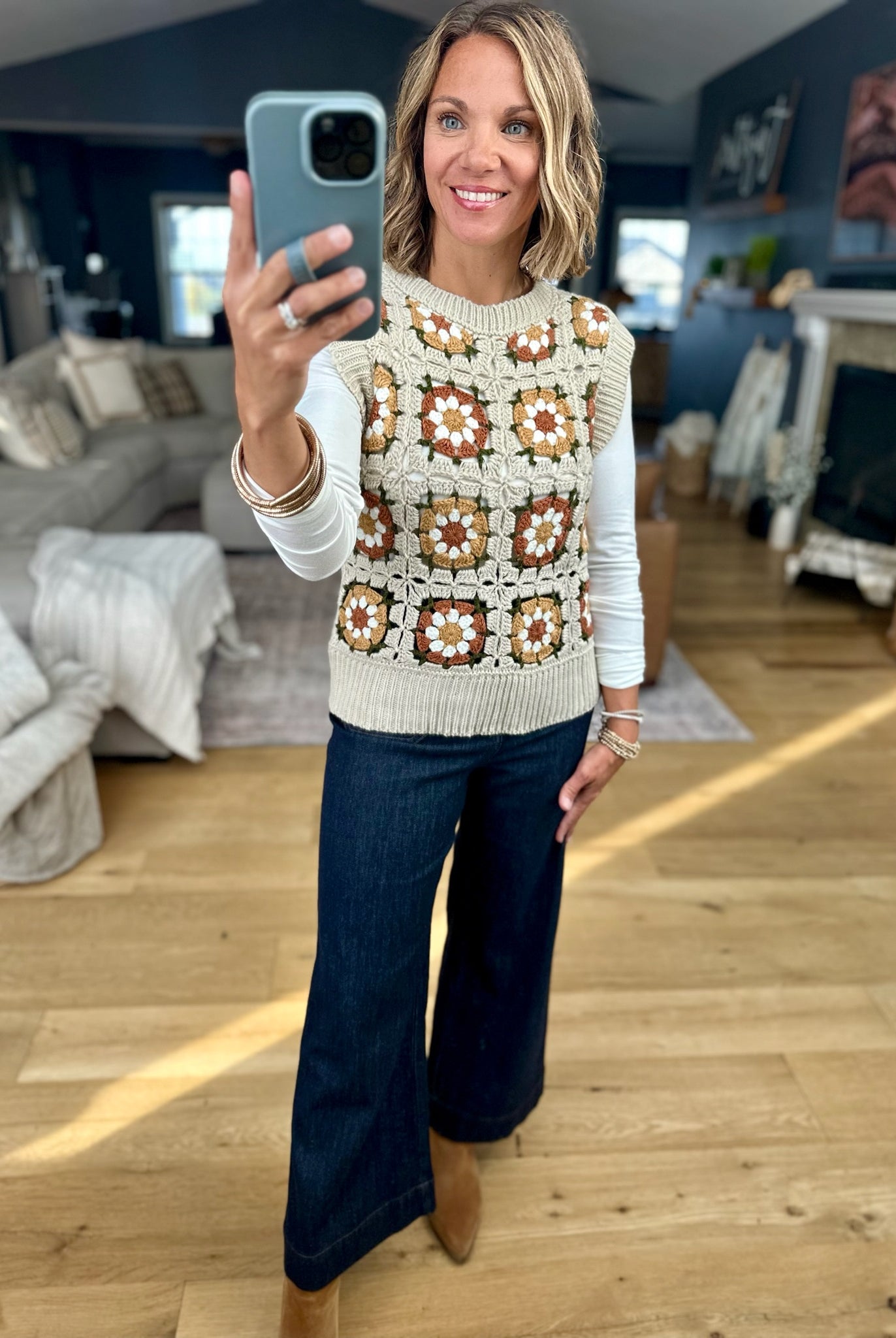 Inspired Feeling Crochet Knit Vest-sweater-Anniewear-Anna Kaytes Boutique, Women's Fashion Boutique in Grinnell, Iowa