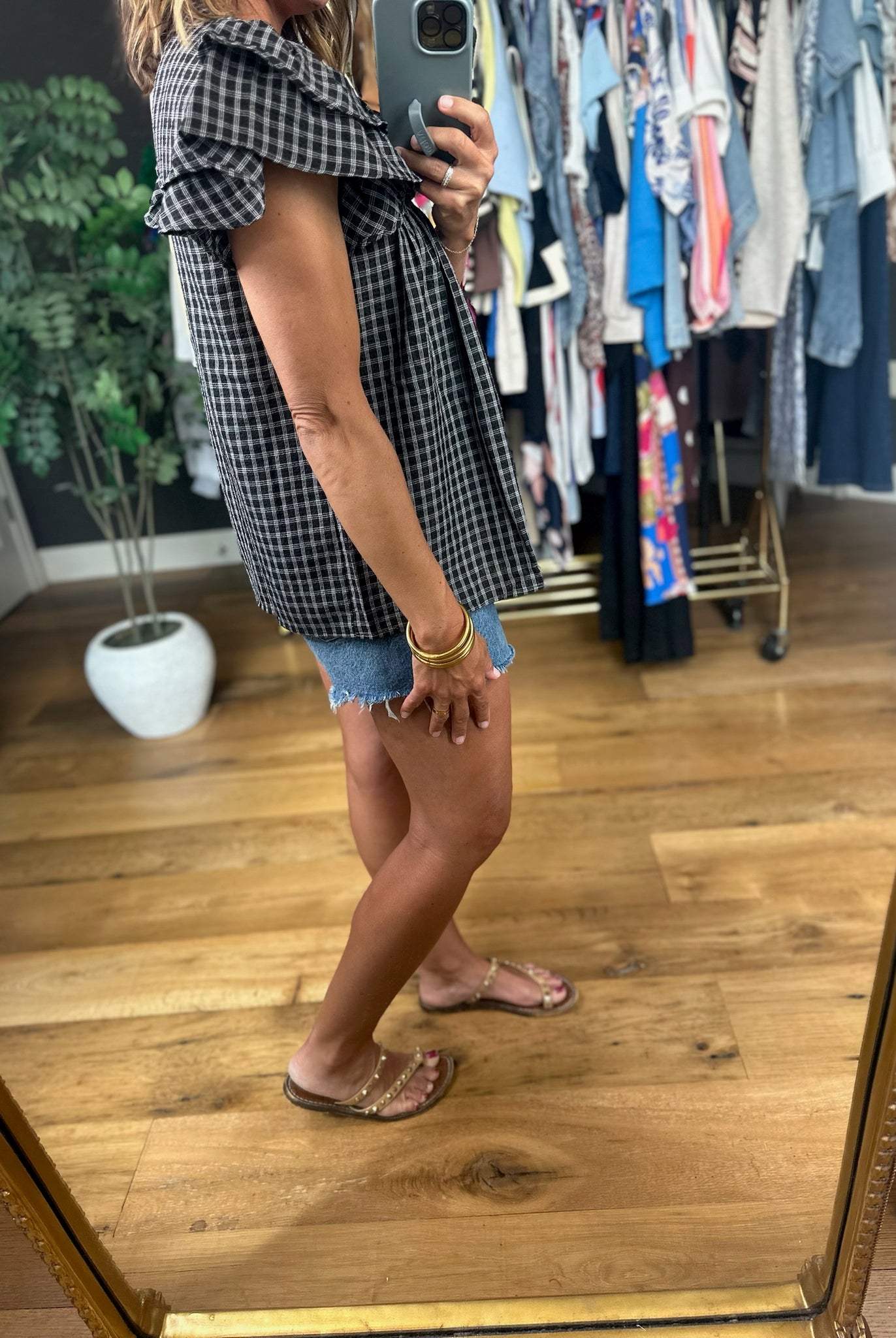 Rumor Has It Plaid Top-Short Sleeves-She & Sky-Anna Kaytes Boutique, Women's Fashion Boutique in Grinnell, Iowa