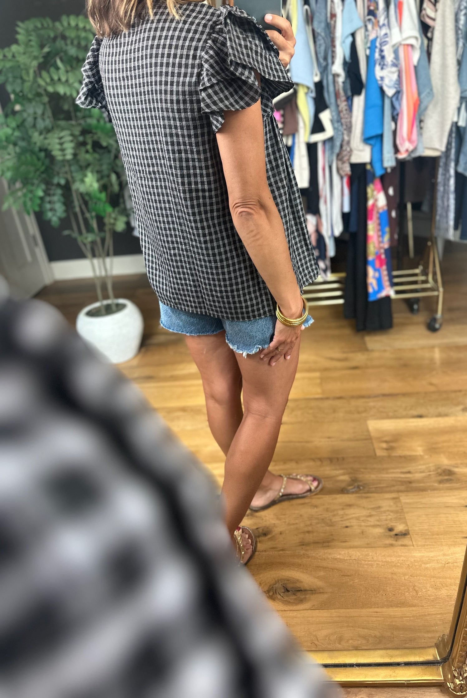 Rumor Has It Plaid Top-Short Sleeves-She & Sky-Anna Kaytes Boutique, Women's Fashion Boutique in Grinnell, Iowa