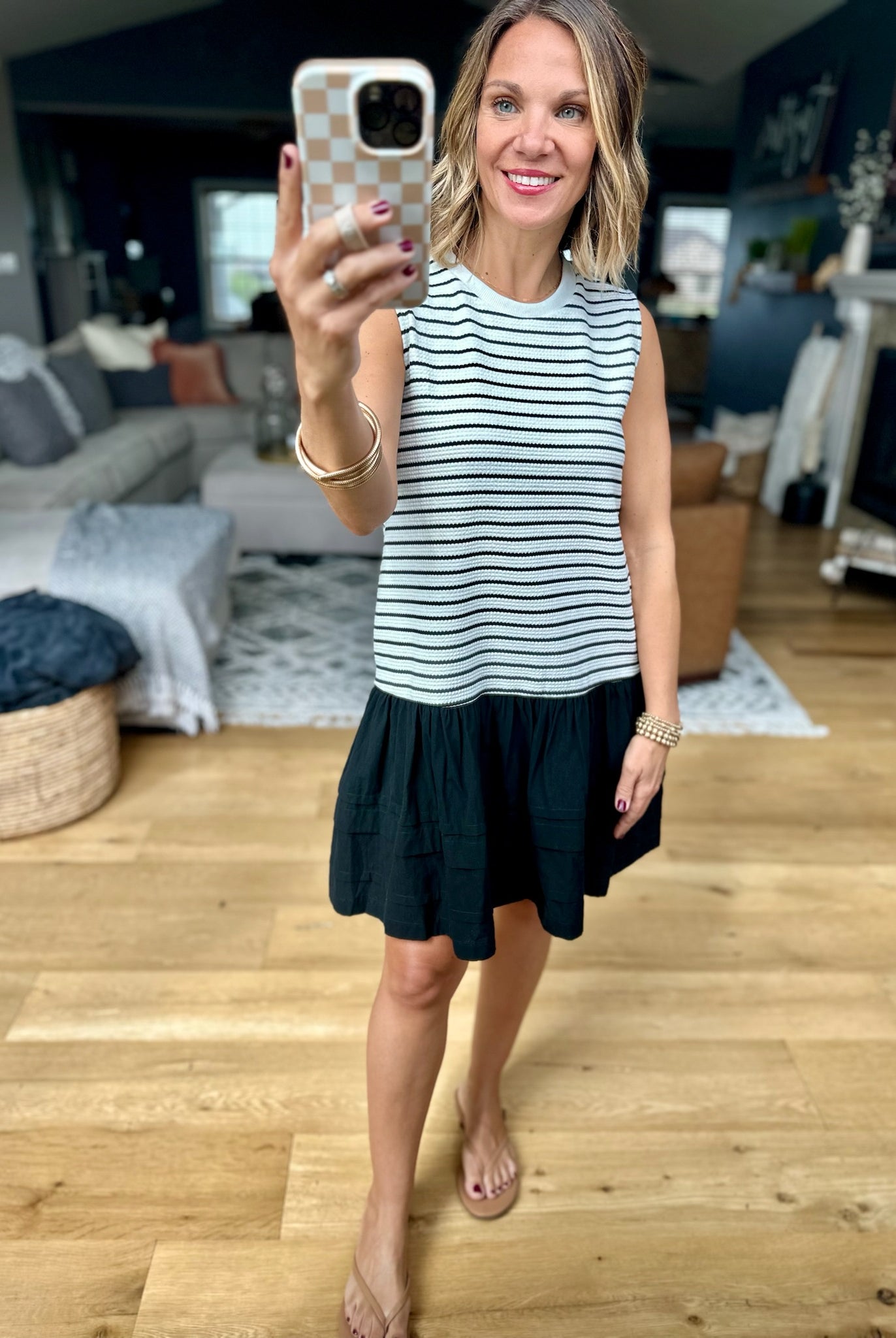 Walk On By Striped Dress - Cream/Black-Wishlist-Anna Kaytes Boutique, Women's Fashion Boutique in Grinnell, Iowa