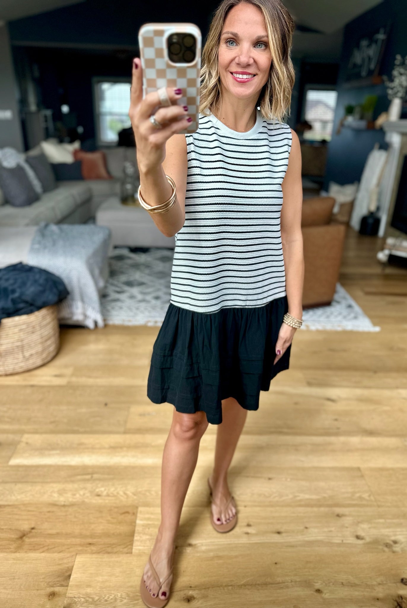 Walk On By Striped Dress - Cream/Black-Wishlist-Anna Kaytes Boutique, Women's Fashion Boutique in Grinnell, Iowa