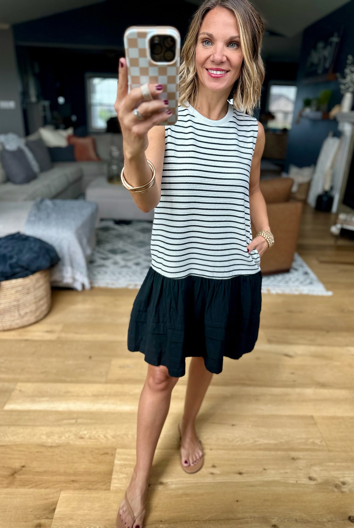 Walk On By Striped Dress - Cream/Black-Wishlist-Anna Kaytes Boutique, Women's Fashion Boutique in Grinnell, Iowa