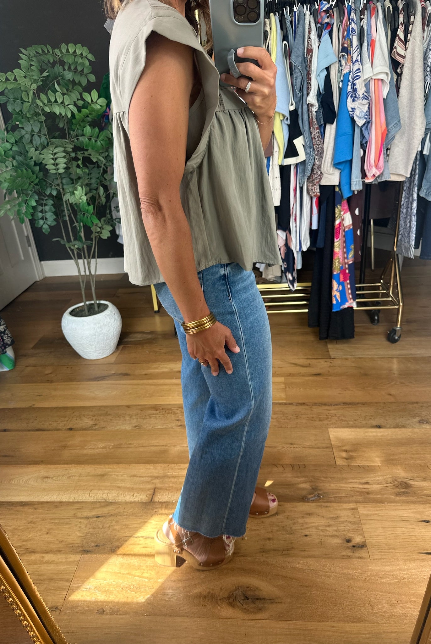Keep The Peace Eyelet Detail Top-Short Sleeves-She & Sky-Anna Kaytes Boutique, Women's Fashion Boutique in Grinnell, Iowa