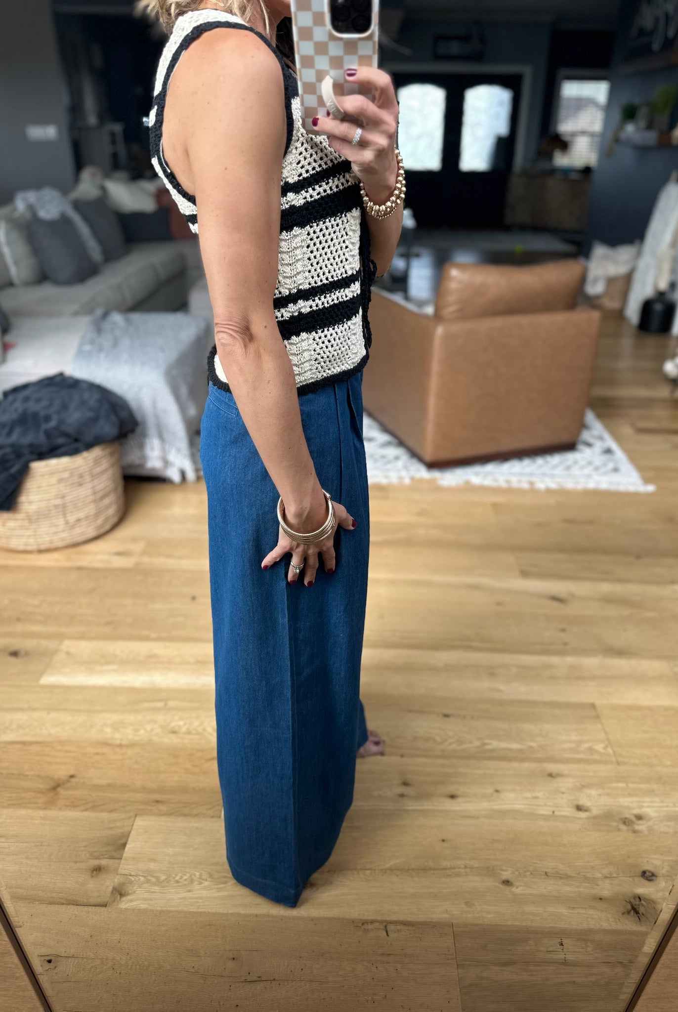 The Willow Wide-Leg Pleated Pants - Chambray-Blu Pepper-Anna Kaytes Boutique, Women's Fashion Boutique in Grinnell, Iowa