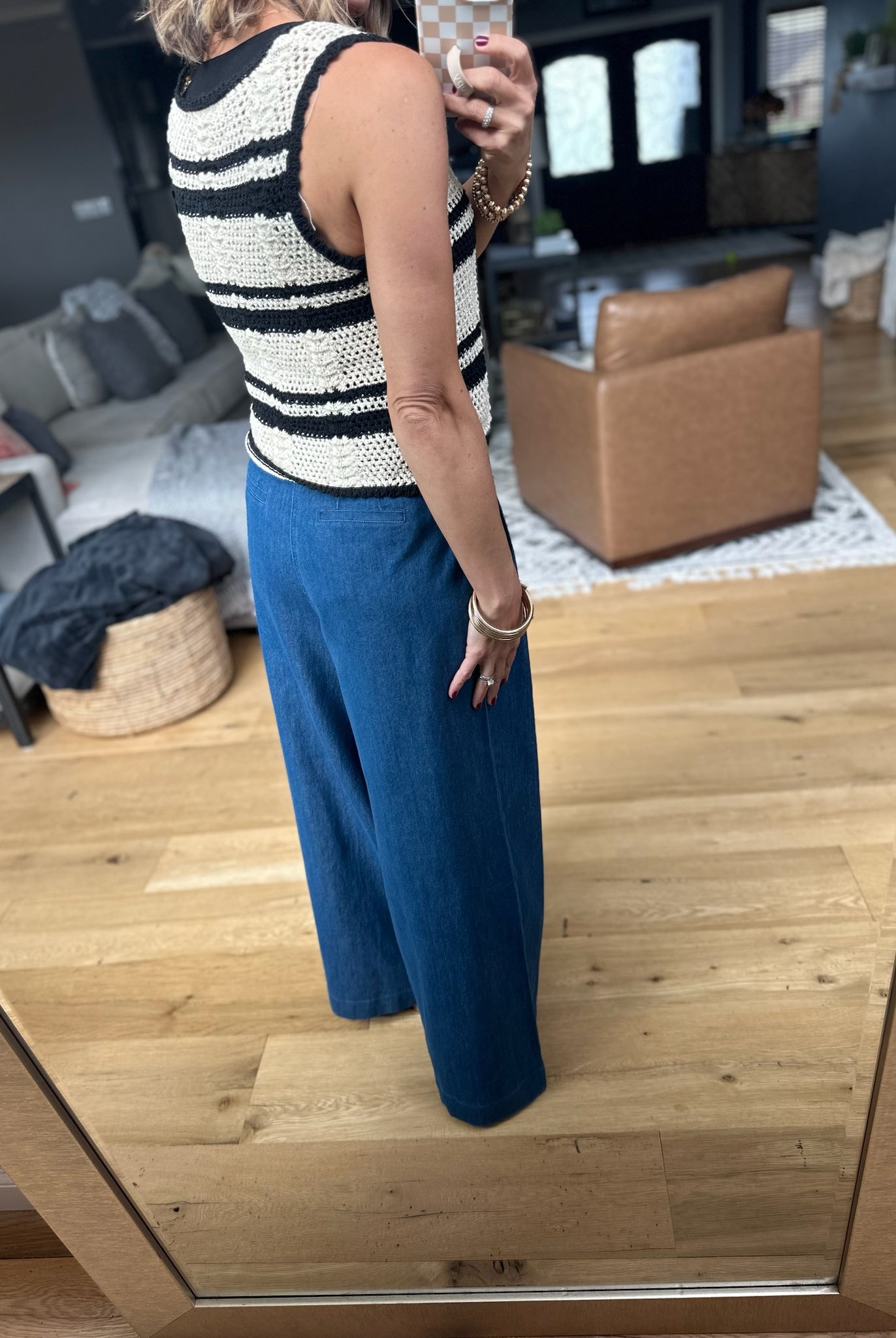 The Willow Wide-Leg Pleated Pants - Chambray-Blu Pepper-Anna Kaytes Boutique, Women's Fashion Boutique in Grinnell, Iowa