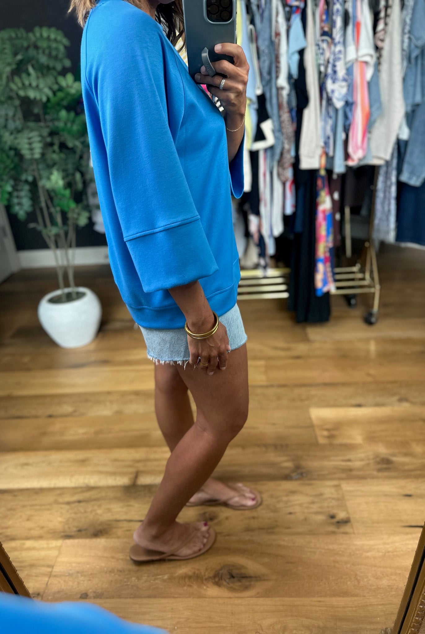 Fresh Air Feeling Scuba Top-Short Sleeves-Umgee-Anna Kaytes Boutique, Women's Fashion Boutique in Grinnell, Iowa