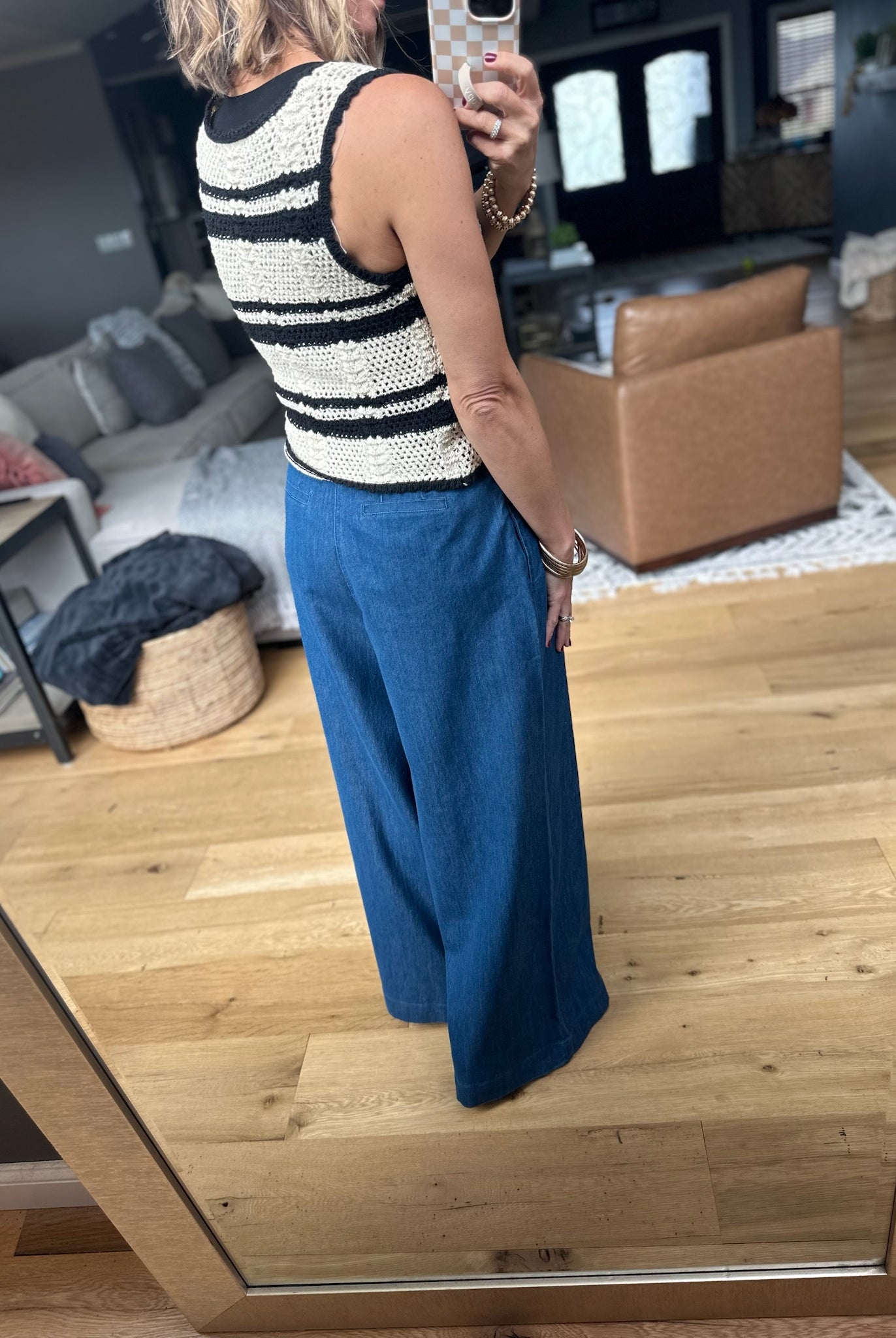 The Willow Wide-Leg Pleated Pants - Chambray-Blu Pepper-Anna Kaytes Boutique, Women's Fashion Boutique in Grinnell, Iowa