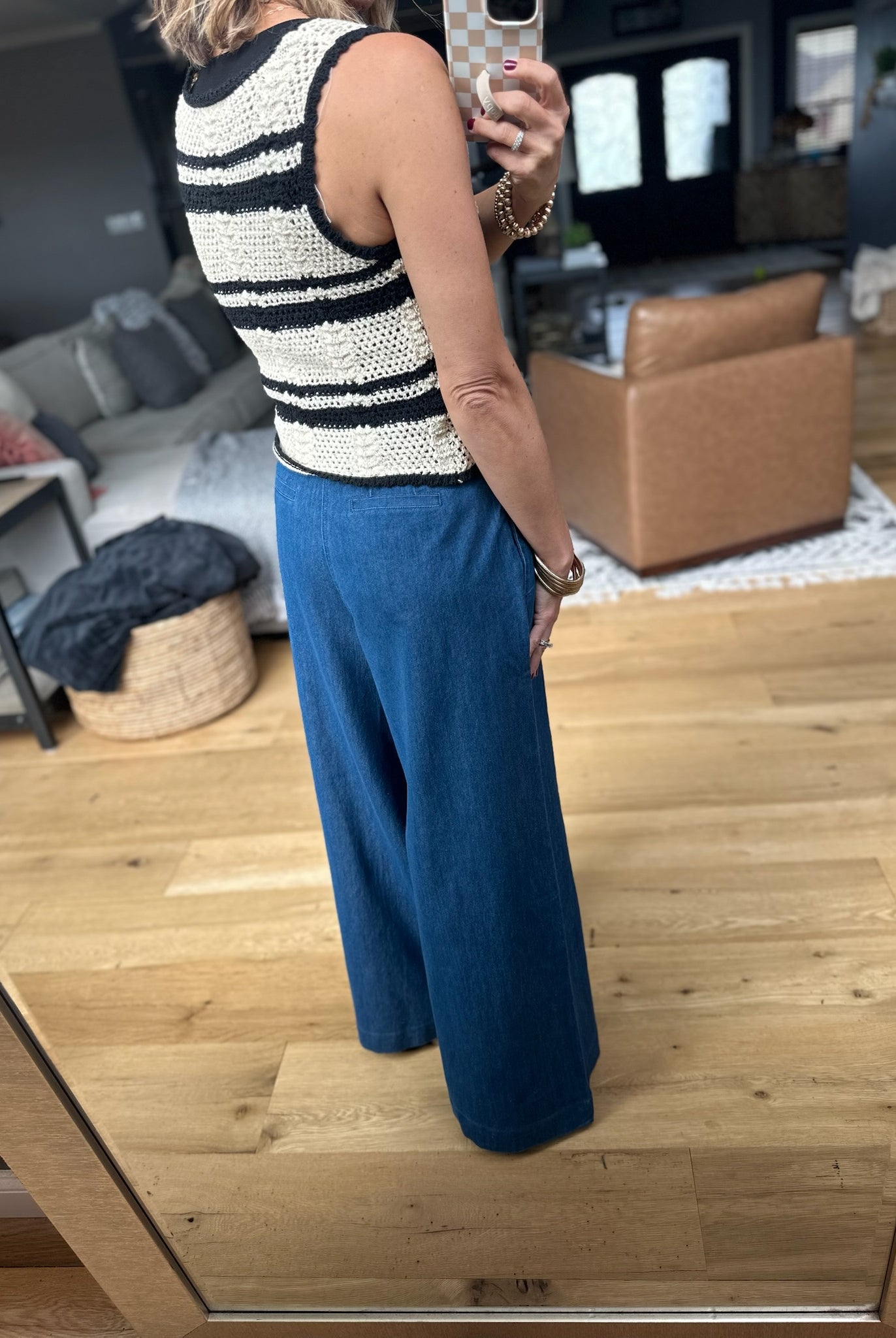 The Willow Wide-Leg Pleated Pants - Chambray-Blu Pepper-Anna Kaytes Boutique, Women's Fashion Boutique in Grinnell, Iowa
