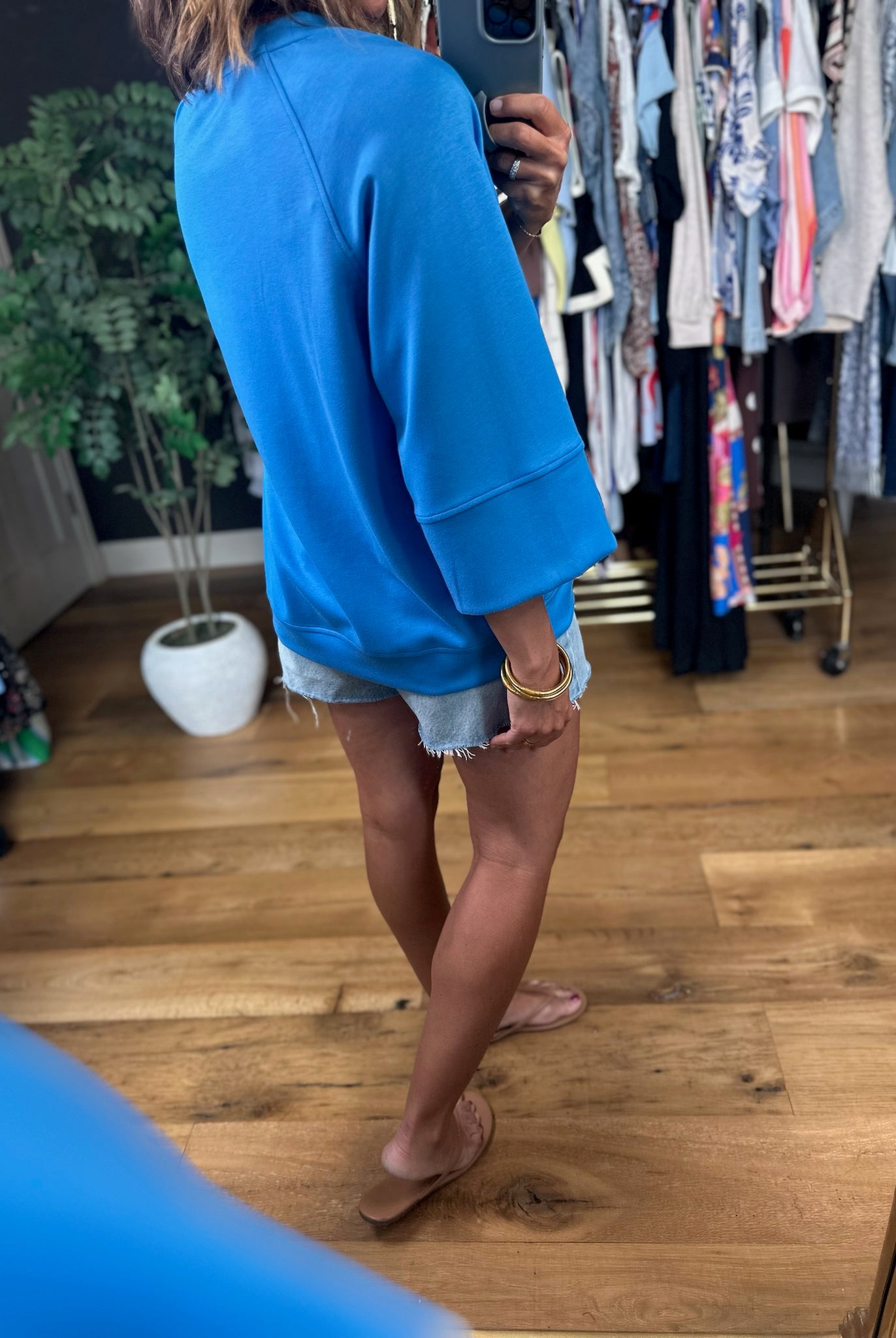 Fresh Air Feeling Scuba Top-Short Sleeves-Umgee-Anna Kaytes Boutique, Women's Fashion Boutique in Grinnell, Iowa